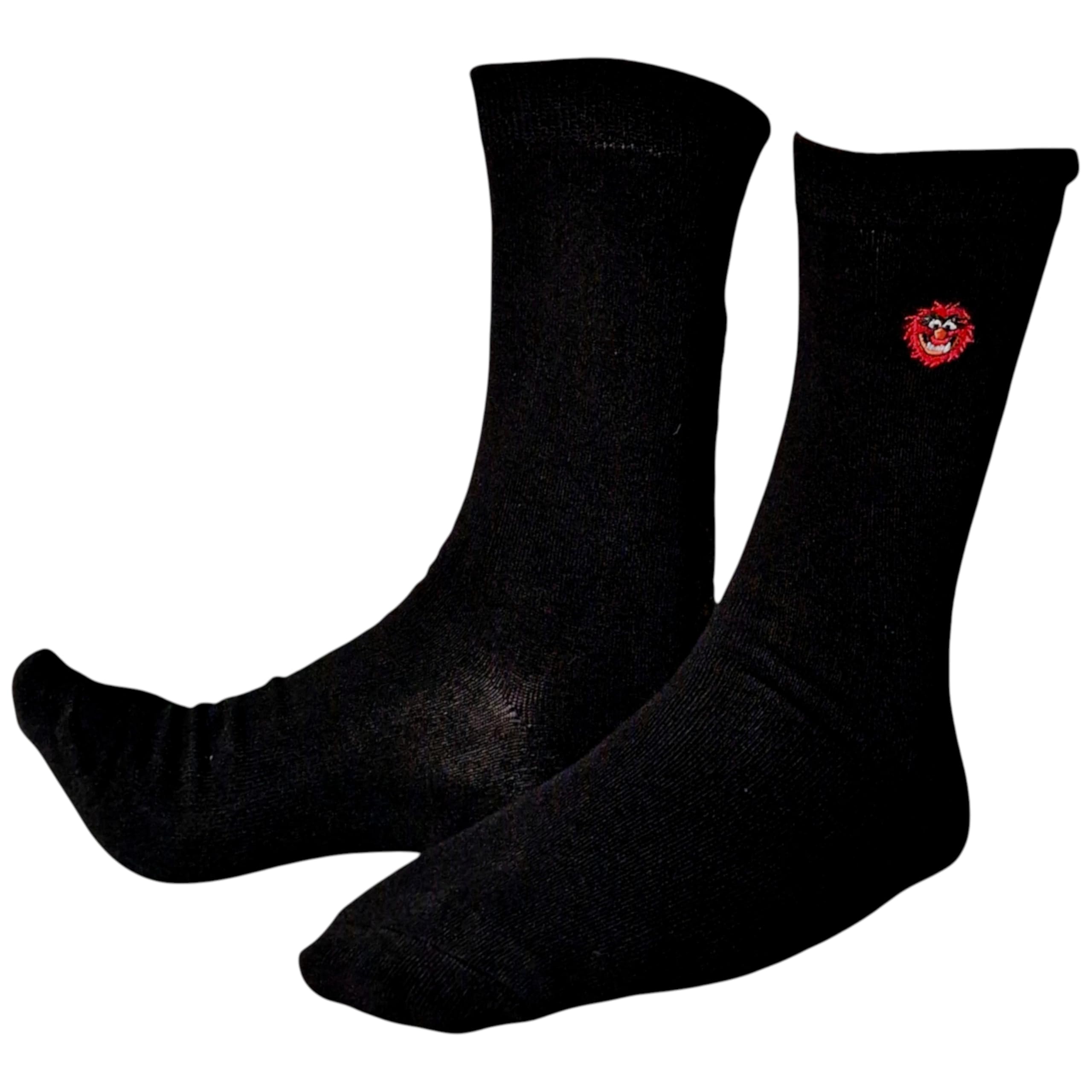 Sock Shack Animal Drummer Embroidered Face Classic TV Mens Black Socks One Pair