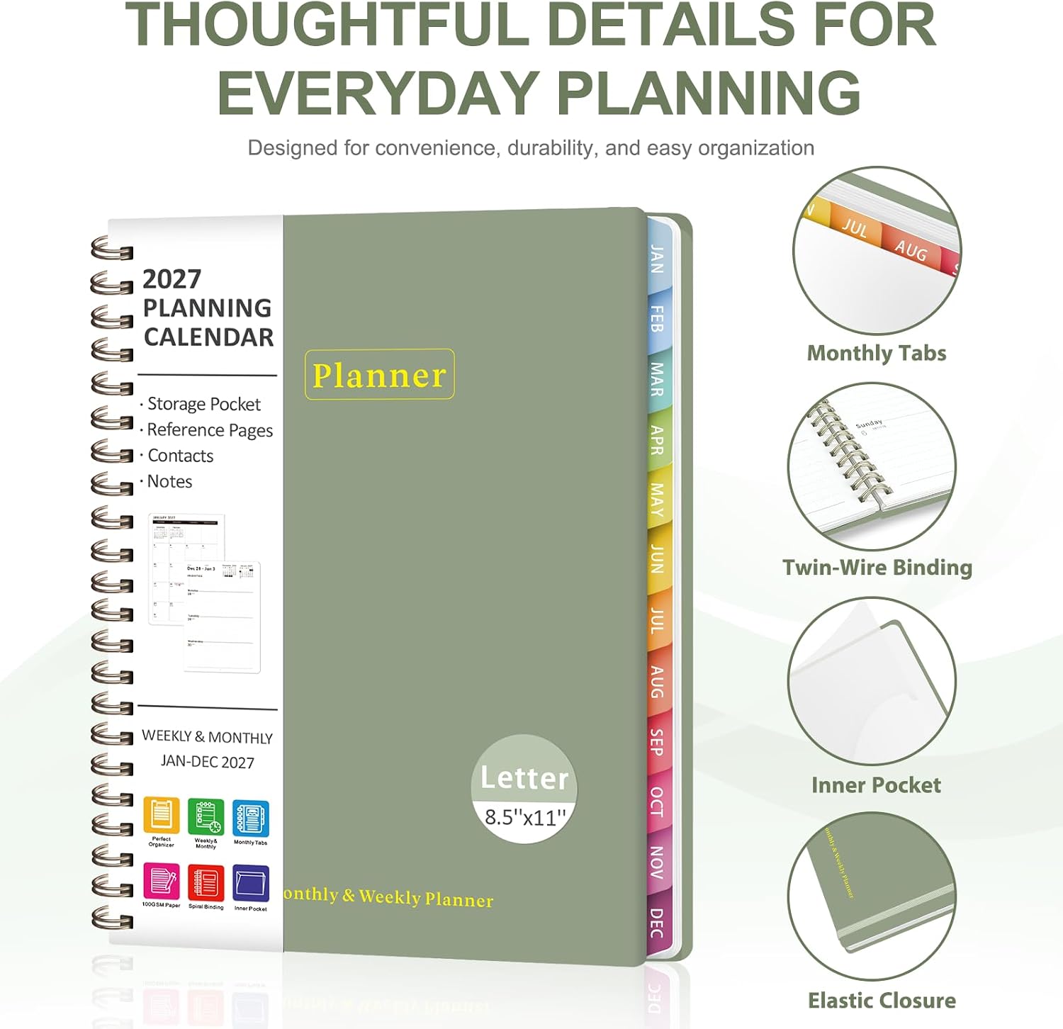 2027 Planner, Weekly and Monthly Calendar Planner Book image 4