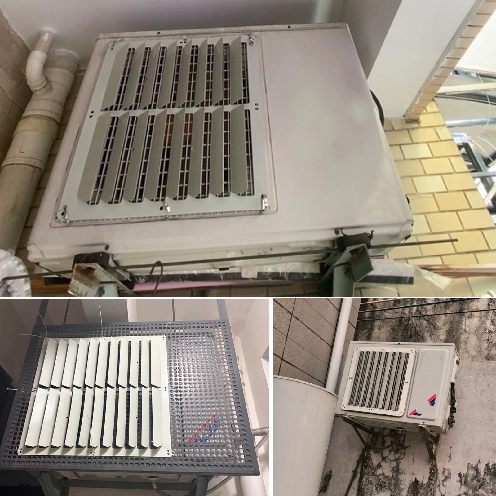 Deflettore D'Aria per Unità Esterna Condizionatore Copertura Deflettrice per Condensatore Protezione Antivento In Acciaio Zincato Installazione Senza Fori Adatto per Uso Esterno 50x50cm/19.7x19.7in