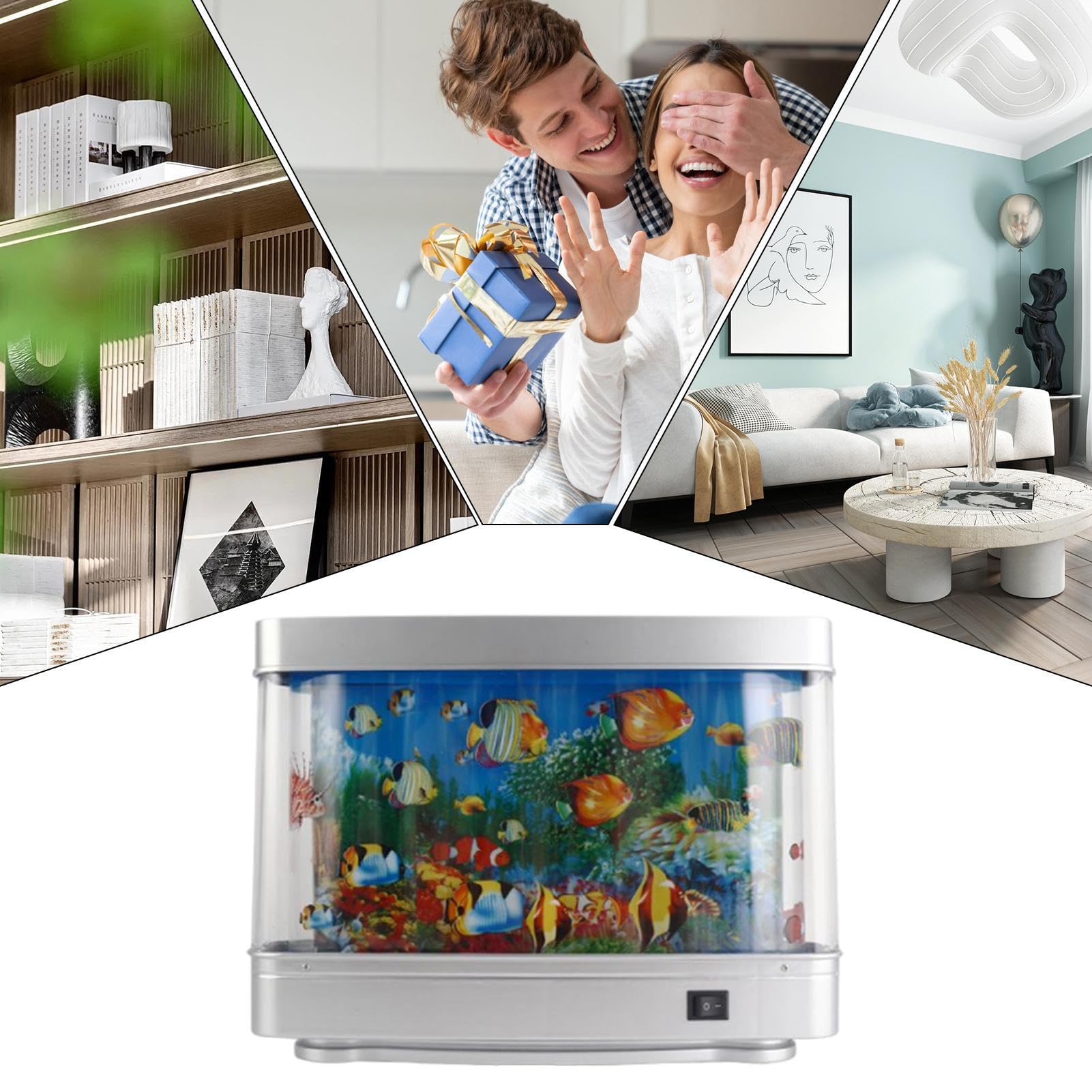Acquario di pesci finti | Acquario artificiale con pesci in movimento, decorazione realistica, luce luminosa silenziosa per la camera dei bambini dei bambini notte compleanno