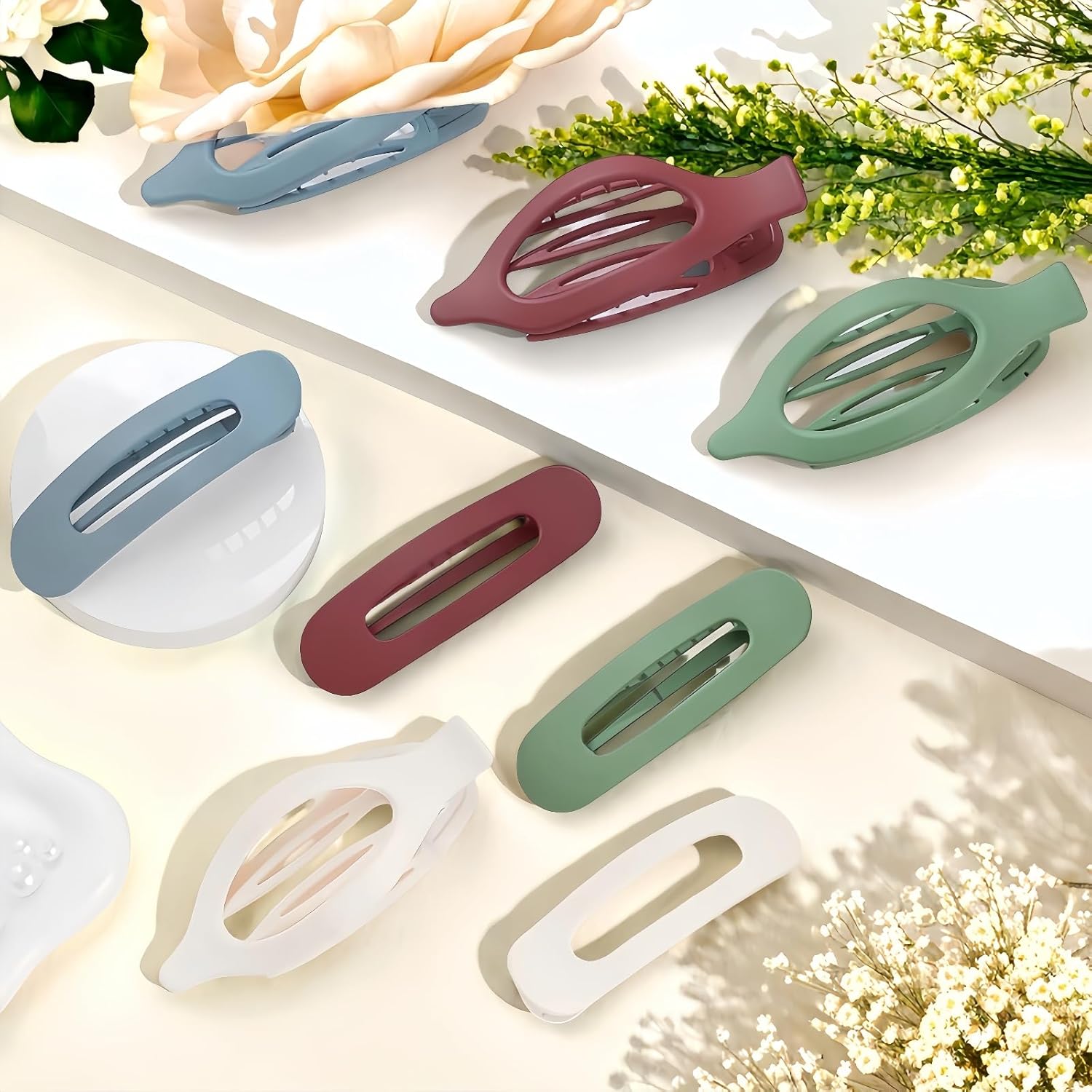 8 PCS Flat Hair Clips, 2 Styles Hair Claws Strong Hold French Claw Clips for Women Girls Thin Hair No Slip Grip Hair Claw Clips - Image 5