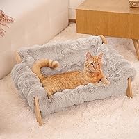 Vista 7 de CHEERHOME PETS Sofá Cama Elevada para Gatos para Interiores, Sofá de Madera para Gatos con Funda Esponjosa Lavable Silla Lounge Elevada para Gatitos