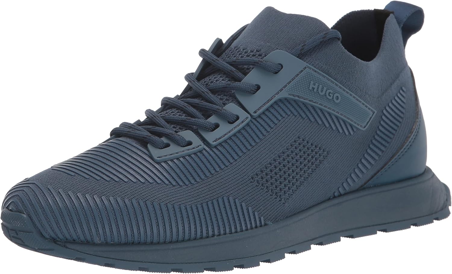 HUGO Mens Tonal Lace Up Nylon Sneaker, Azzure Blue, 12 US