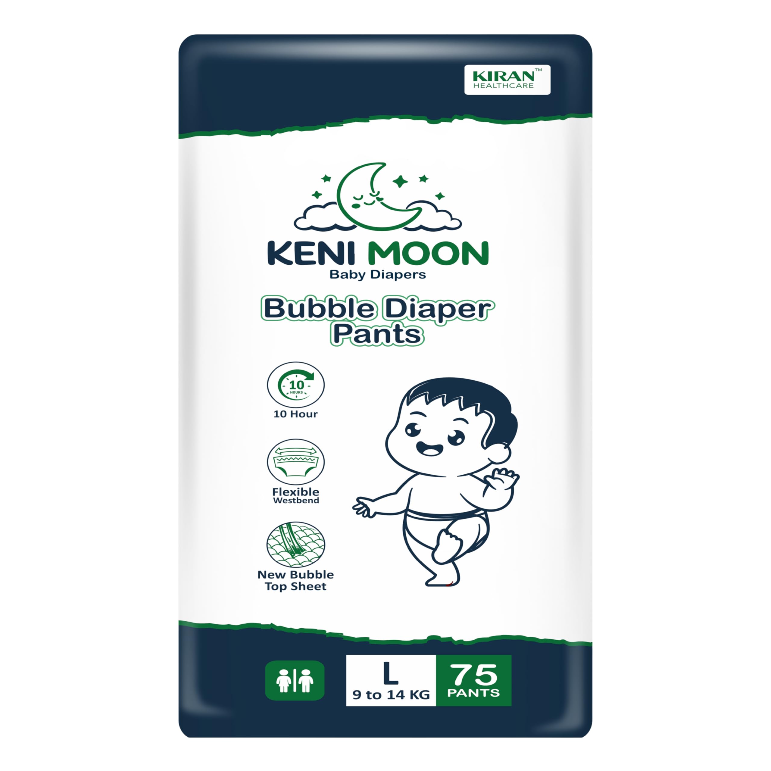 bubble Baby Diaper Pants Large (L) size, 75 Count | 10 Hr Absorption | Ideal for 9–14 kg-image-43
