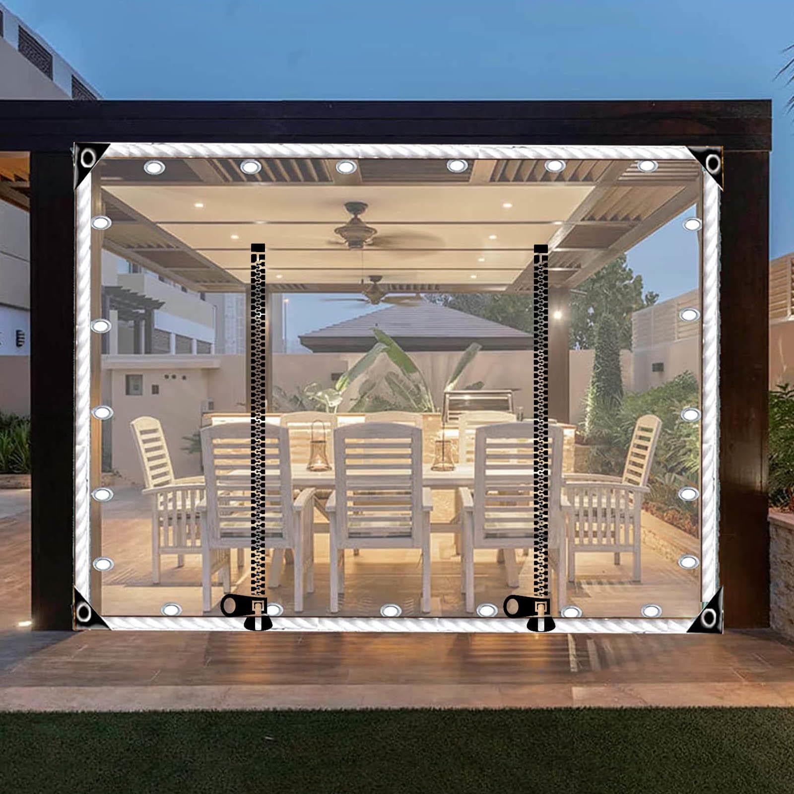Tende Telone Trasparenti in Pvc Con Porte a Cerniera,Gazebo Impermeabile Telone Trasparente Pannelli Laterali Con Occhiellati,Telo Di Copertura Telone,Personalizzabili,W×H-4.5×2.9m(14.8*9.5ft