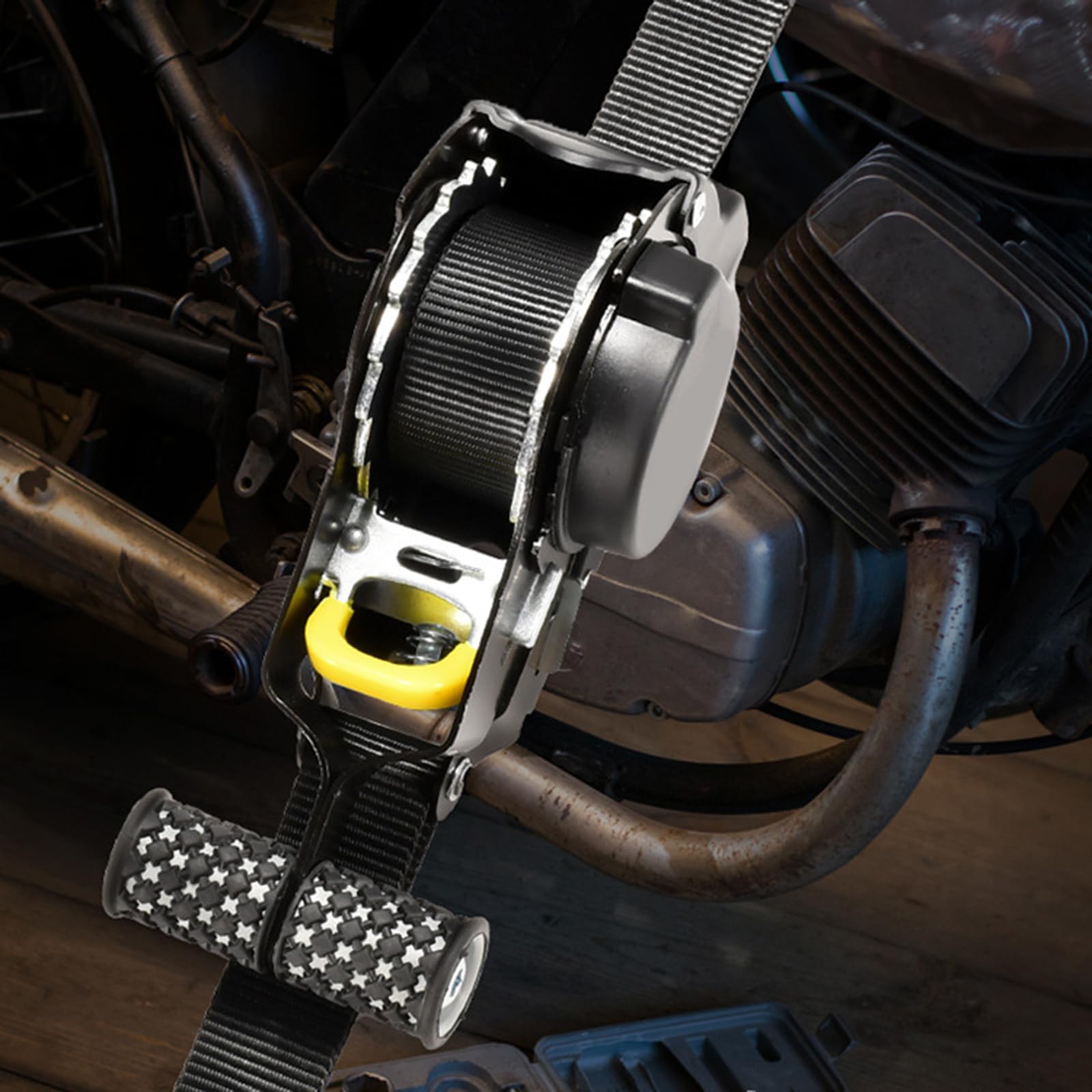 Correa automática para motocicleta con gancho estable y resistente, fácil de usar para varios transportes con gancho