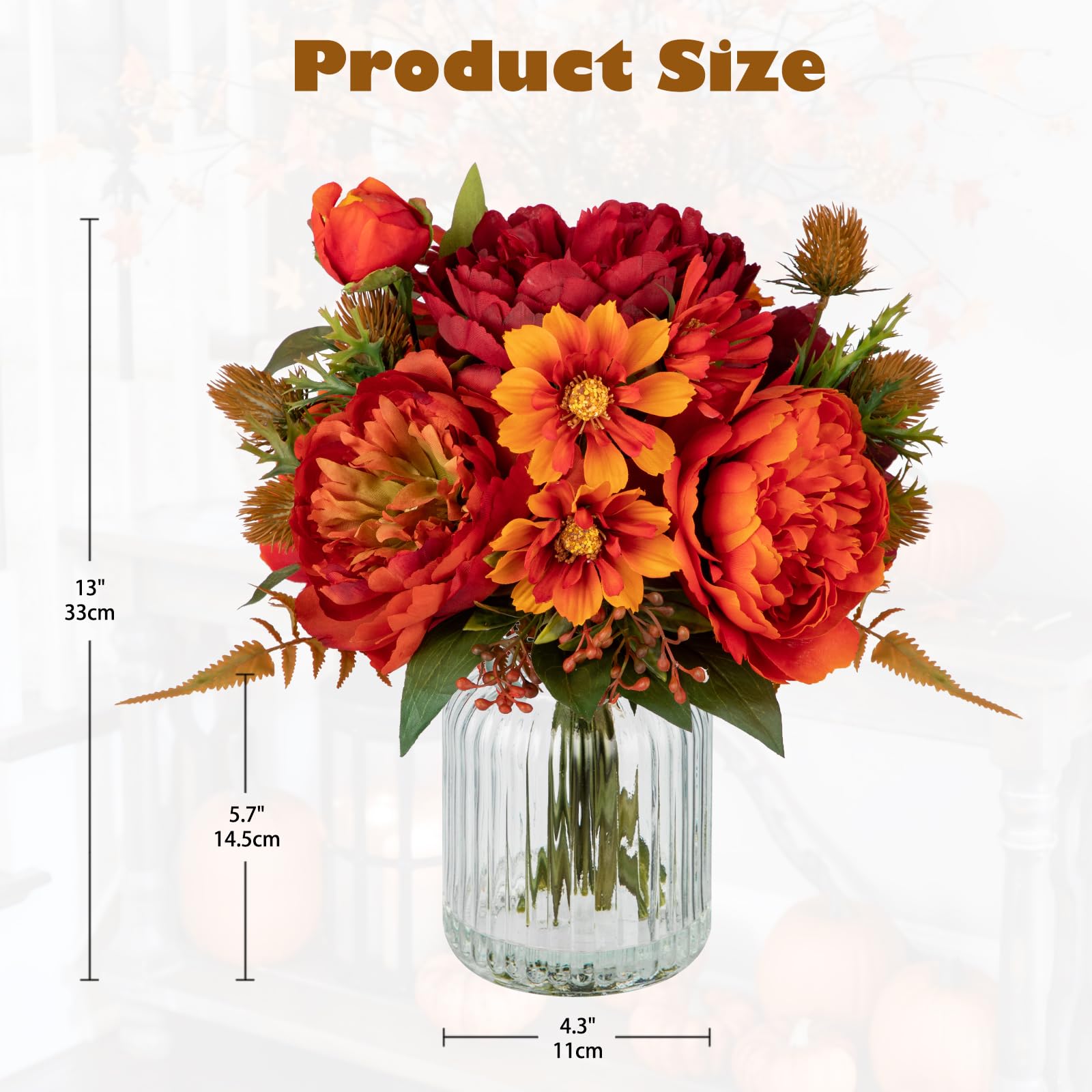 Amazon.co.jp: 牡丹の花瓶のフェイクフラワー 秋のテーブルセンター