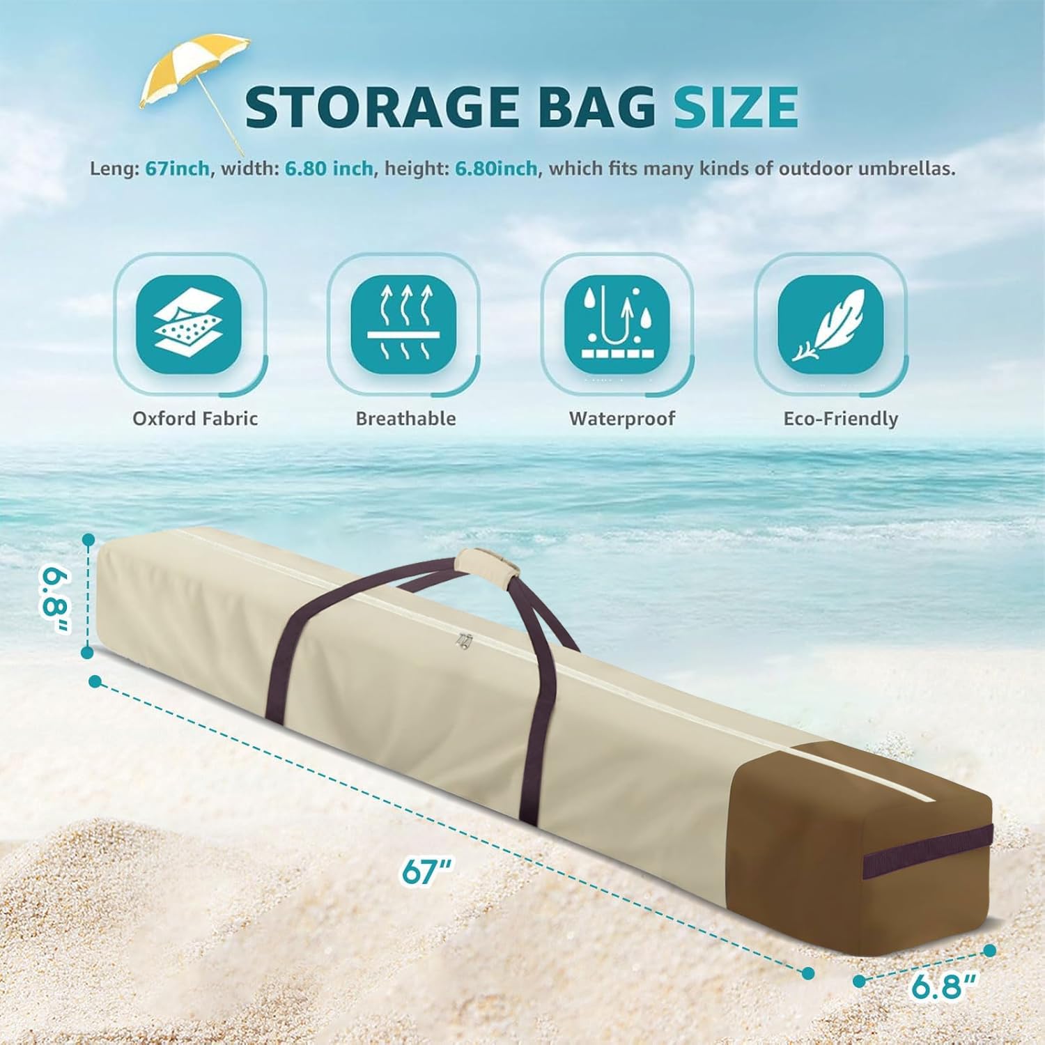 Housse De Protection Parasol Jardin - Sac De Rangement Pliable Nylon Imperméable - Noir Robuste