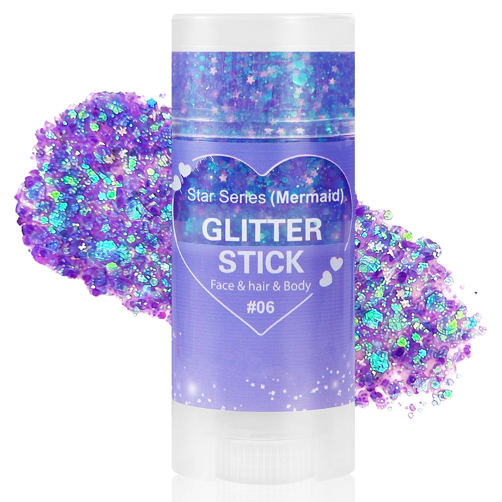 Mysense Purple Body Glitter Stick,Mardi Gras Face Hair Glitter,Singer Concert Festival Rave Outfit Accessories for Women Kids,Sparkling Mermaid Sequins Chunky Glitter Makeup