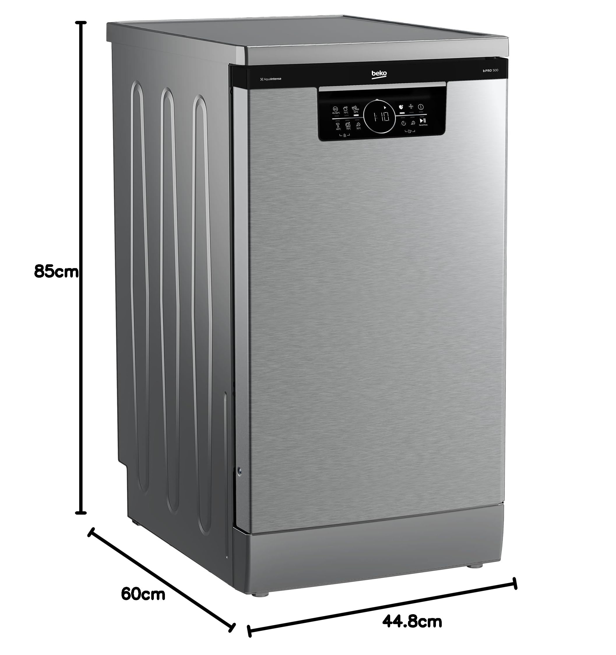 Beko BDFS26040XQ bPRO 500 Geschirrspüler 45 cm freistehend unterbaufähig 10 Maßgedecke Edelstahllook