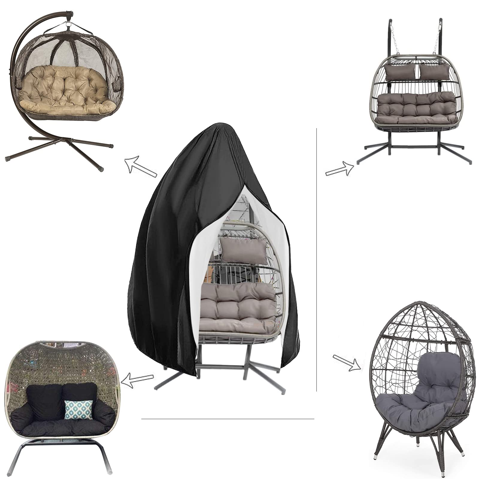 Housse Imperméable œuf Housse De Protection Pour Chaise Suspendue œuf - 200x230 Cm - Imperméable, Anti-UV Et Coupe-vent Housse Avec Cordon Serrage