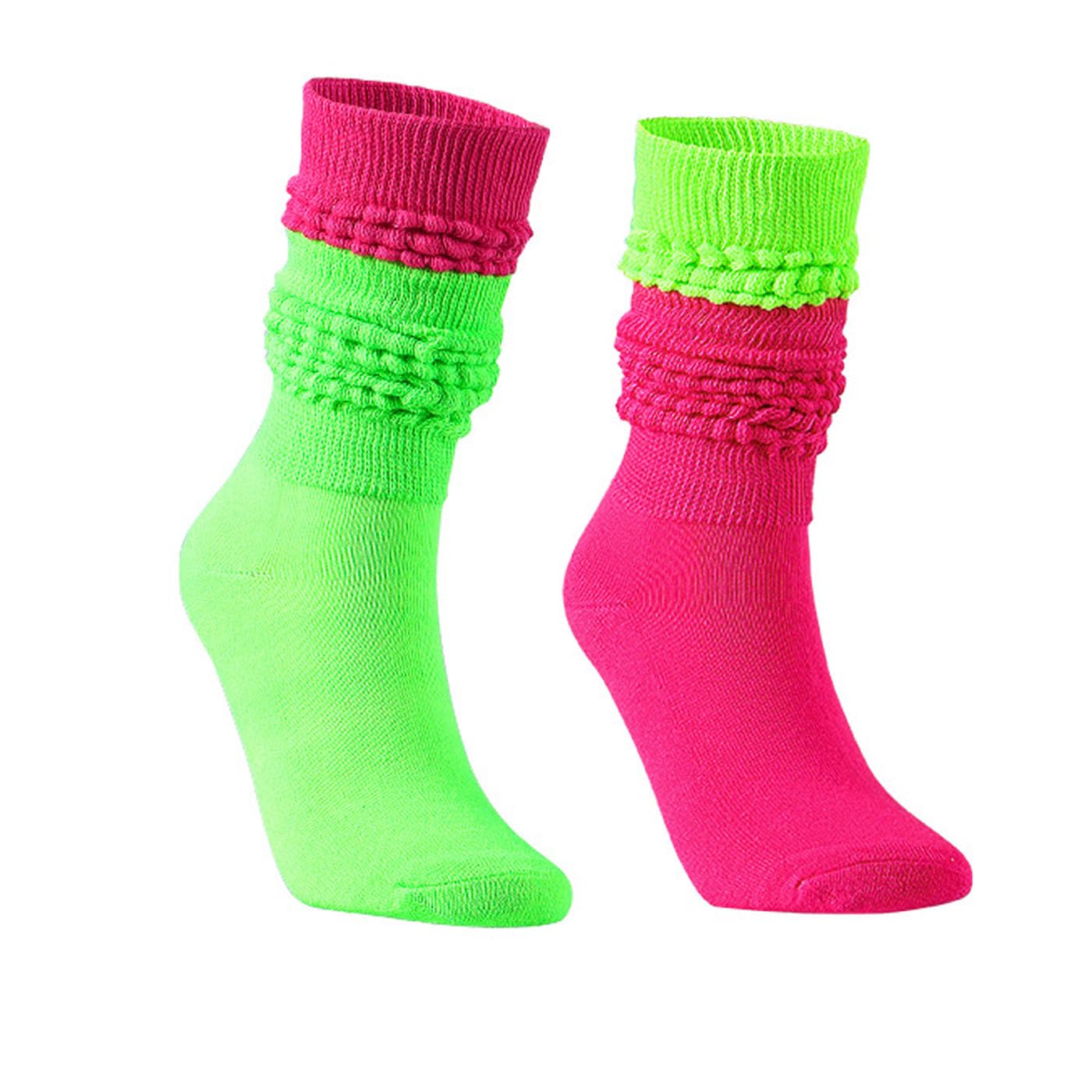 Neon Socks for Women 80s Neon Slouch Socks Women's Leg Warmers Slouch Long Scrunch Knee Sock 80S Neon Outfit
