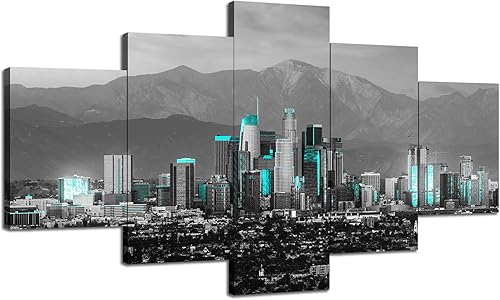 Arte de pared de Los Ángeles para pared, diseño de ciudad de California, lienzo impreso en lienzo de Los Ángeles en blanco y negro, póster con marco