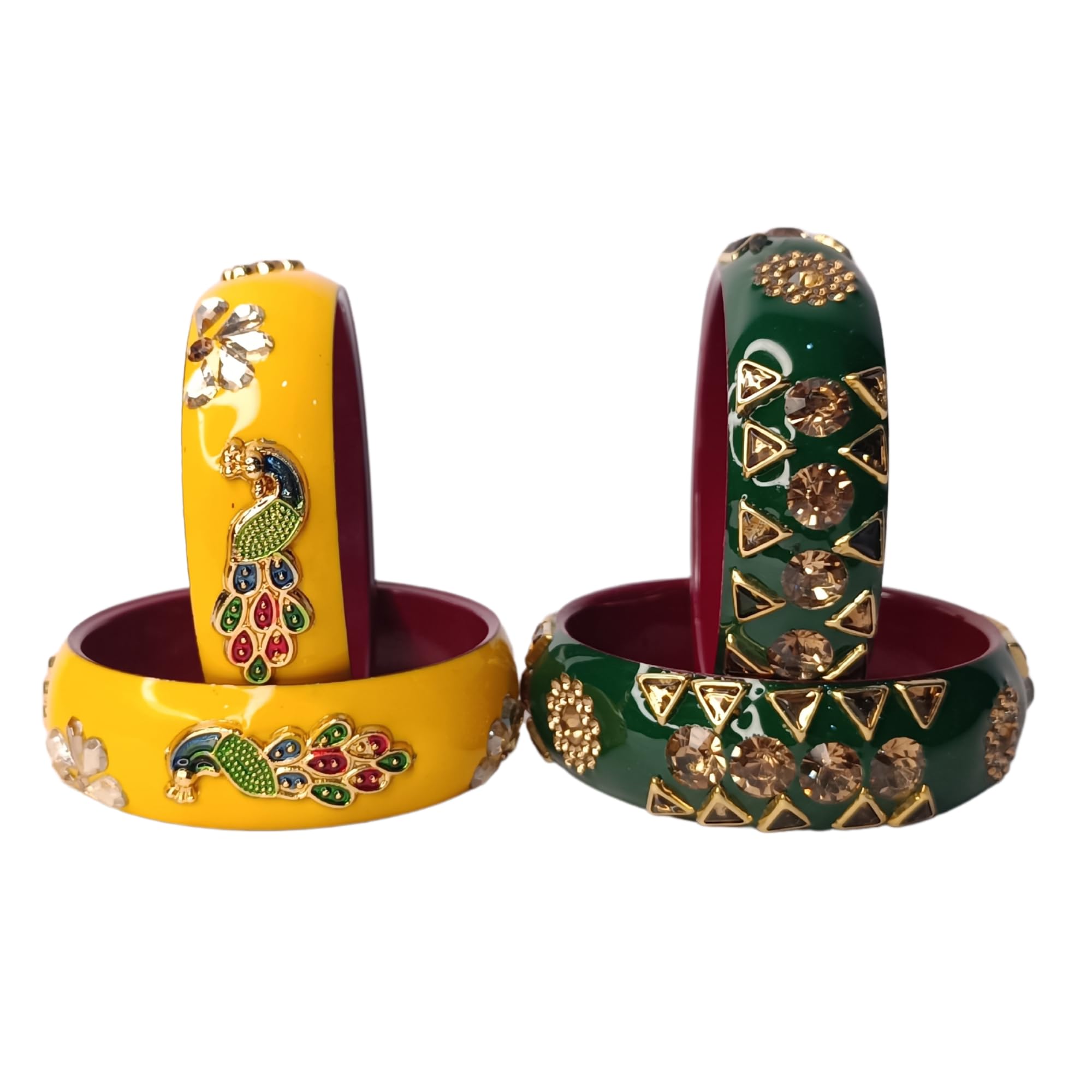 Lahthi Wala Traditional Thanda Lah Lac Kada Set For Girls & Women, Waterproof and Regular Use Pack of 2 color green & yellow peacock design combo 2.4 (B0CWD6YNKC) Amazon Price History, Amazon Price Tracker