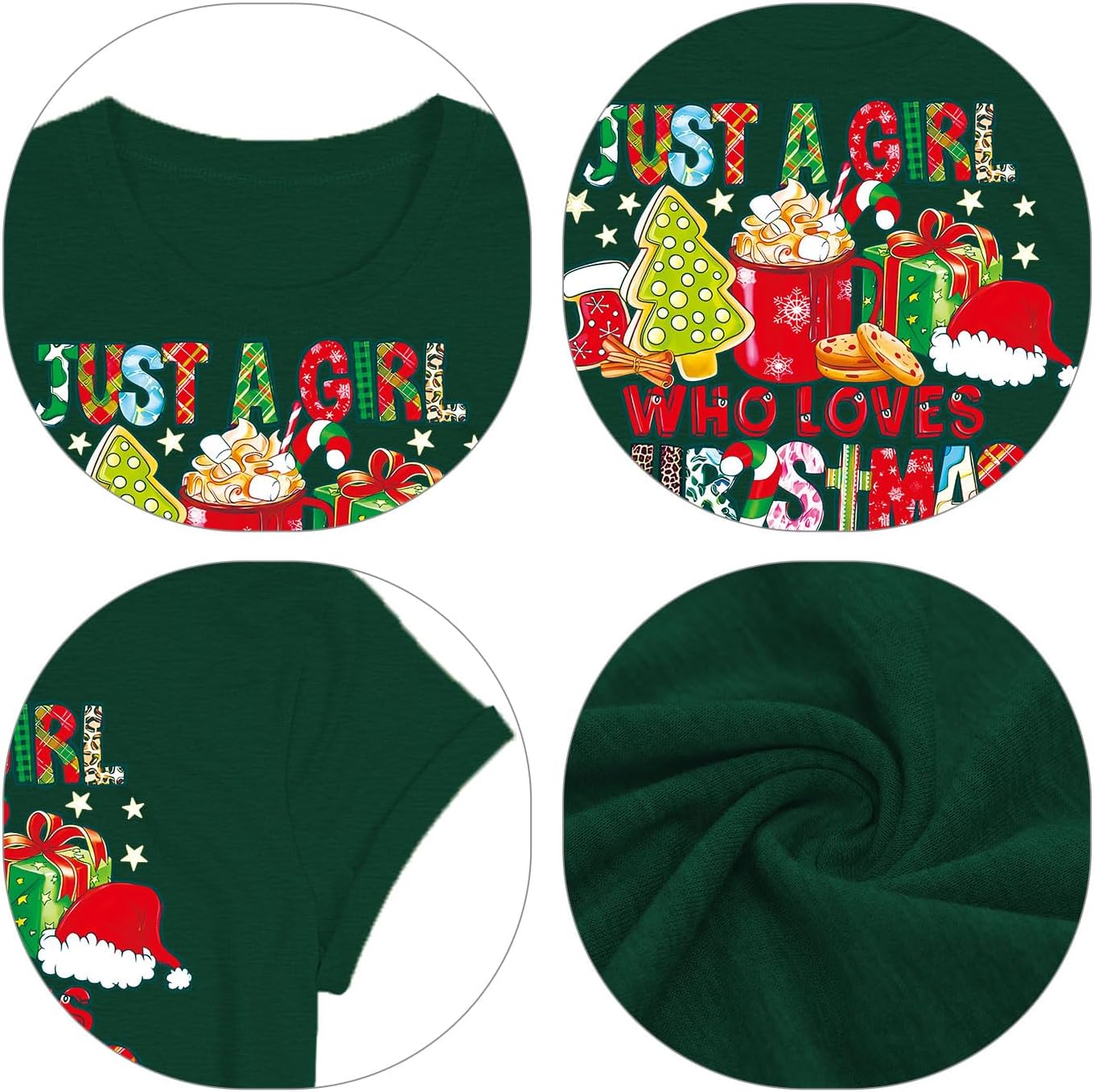 Christmas Shirts for Women Just a Girl Who Love Christmas Shirt Girls Xmas Tee - Image 5