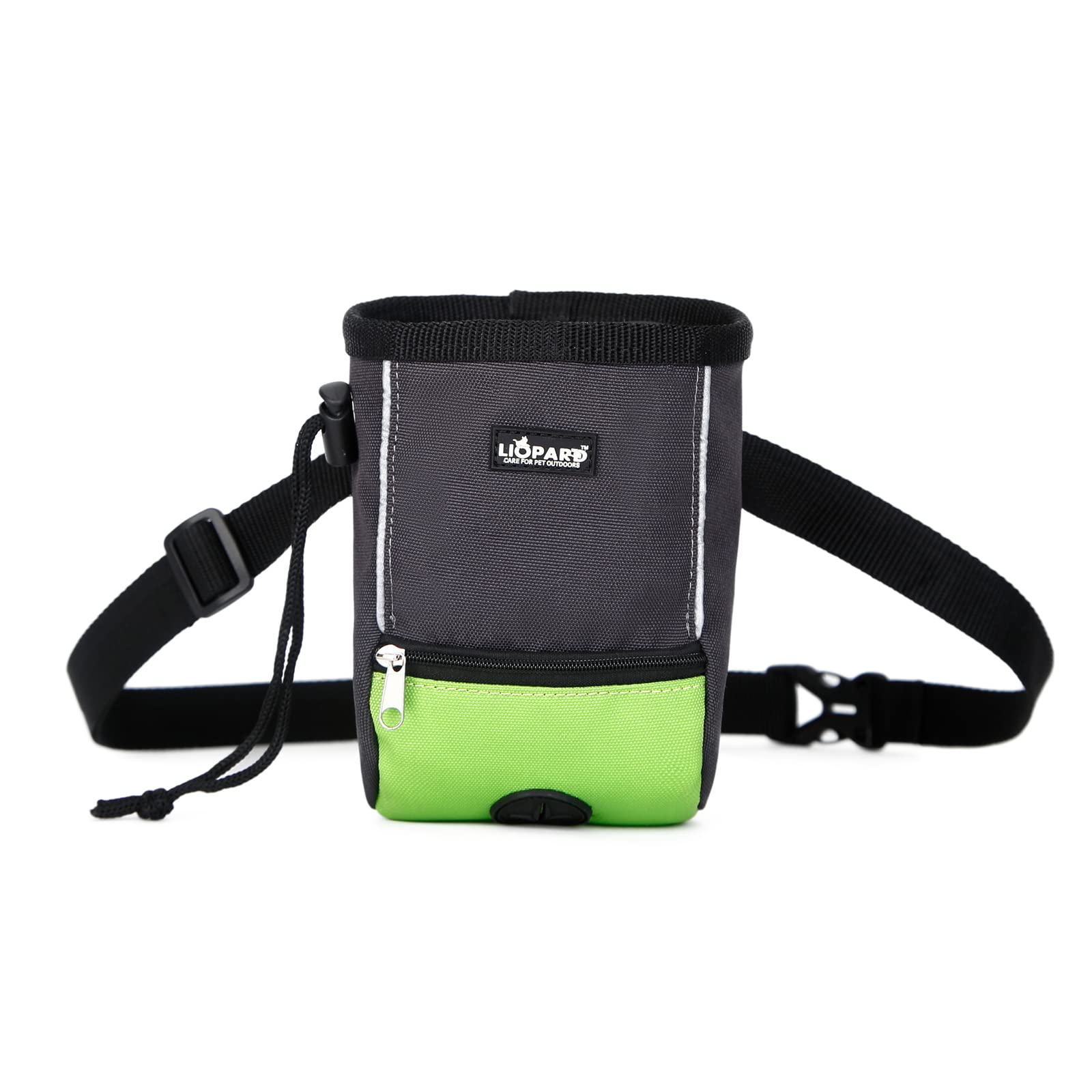 LIOPARD Petit sac banane étanche pour chiot - Accessoires pour chien - Grand sac à friandises - Sac de dressage avec distributeur de nourriture pour déjections canines - Équipement d'agilité -