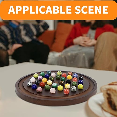 Miniatura 5 de Juego de solitario de mármol natural de mármol auténtico, edición de lujo, de 0.787 in, sustituye al juego de mesa utilizado para mejorar el juego