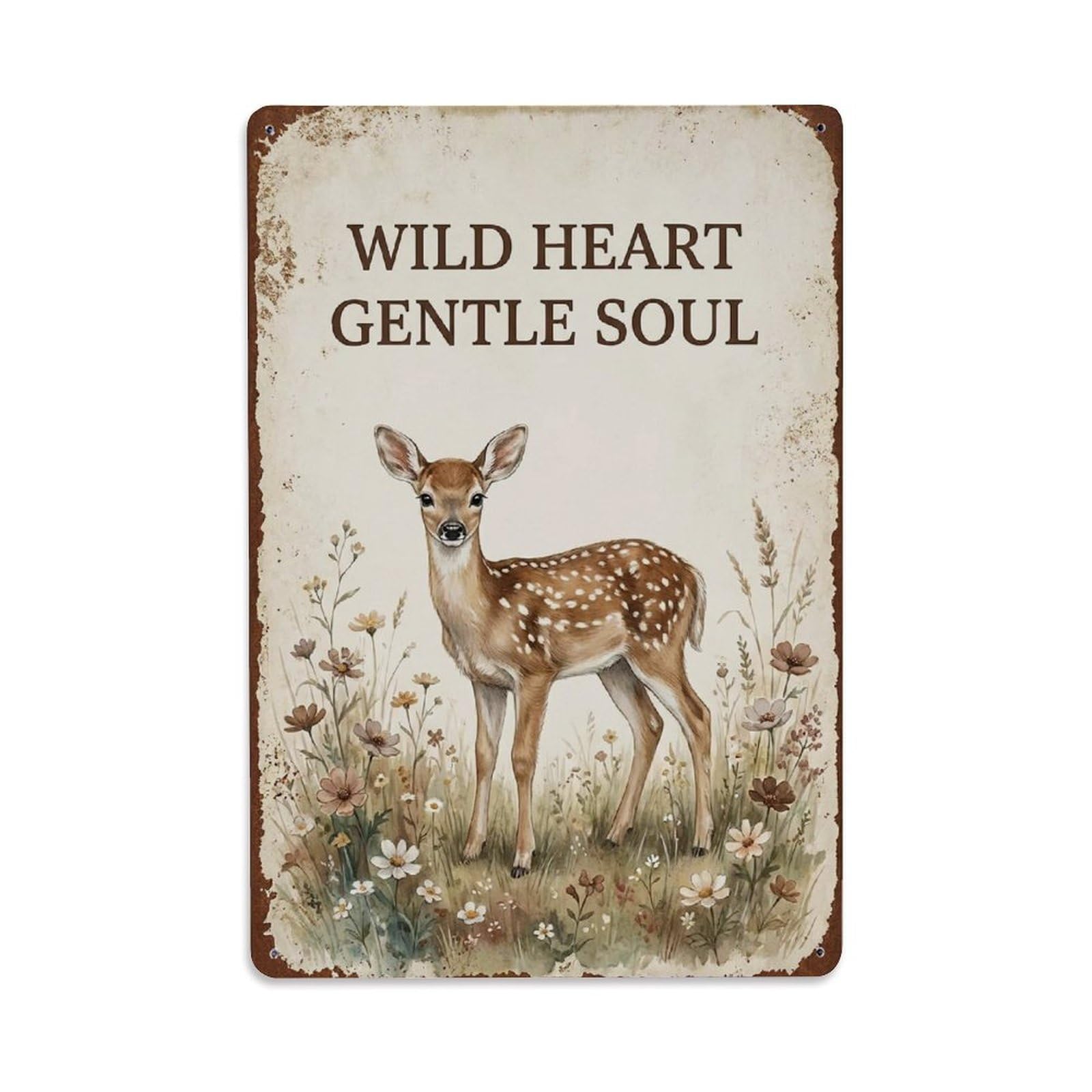 Wild Heart Gentle Soul Fawn Metal Tin Sign