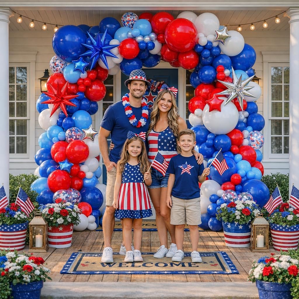 145Pcs Red White and Blue Balloon Garland Arch Kit, Patriotic 4th of July Balloon Arch Kit for Graduation Independent Day Veterans Memorial Day Labor Day Nautical Baseball Birthday Party Decorations thumbnail