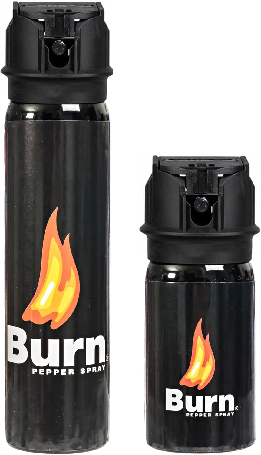 Burn Pepper Spray for Self Protection Safety – Compact Pepper Spray for Girls and Males, Most Energy, Police Grade with UV Dye, for Private Security, Joggers & Residence Protection, 3.7oz & 1.35oz Combo