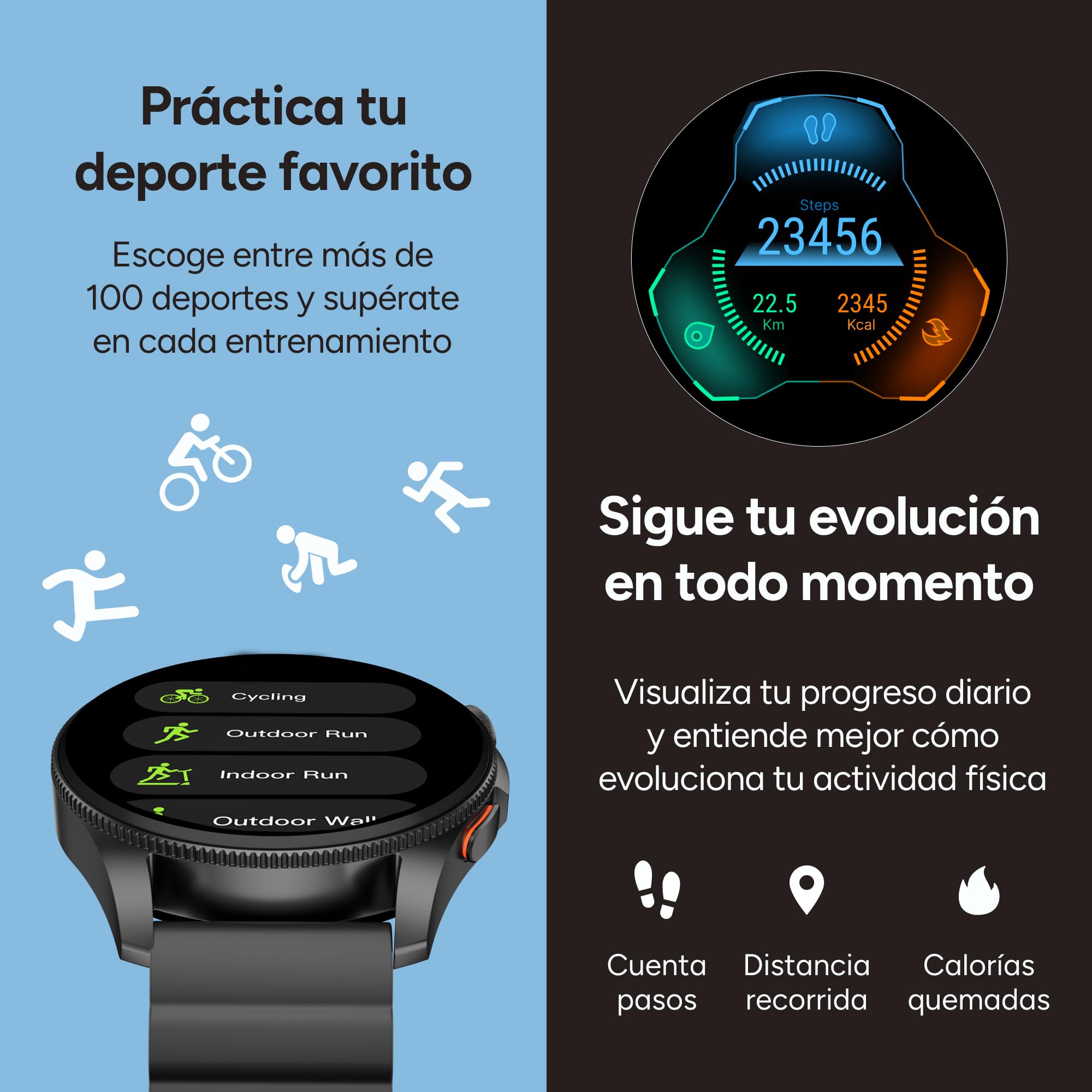 KSIX Horizon Smartwatch Traductor, IA ChatGPT®, GPS, Pantalla AMOLED 1.43", Autonomía 10 días, Brújula Digital, 3 ATM, Modo Deporte y Salud, Negro