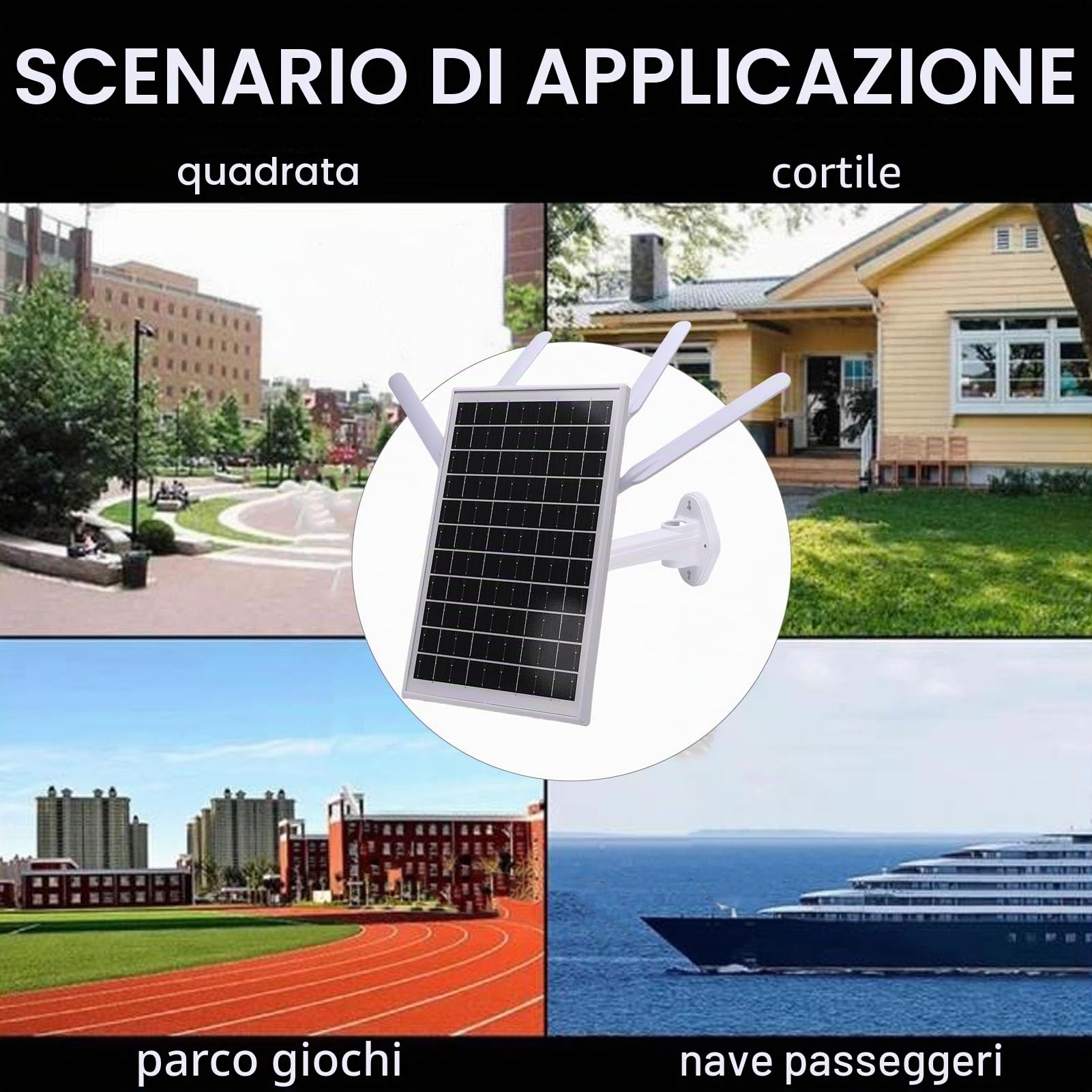 Bewinner Modem router 4G LTE ad energia solare con extender WiFi 6, pannello solare da 12 W, batteria da 18000 mAh, impermeabile IP66, portata 150 M, slot per scheda SIM per campeggio (antenne nere)