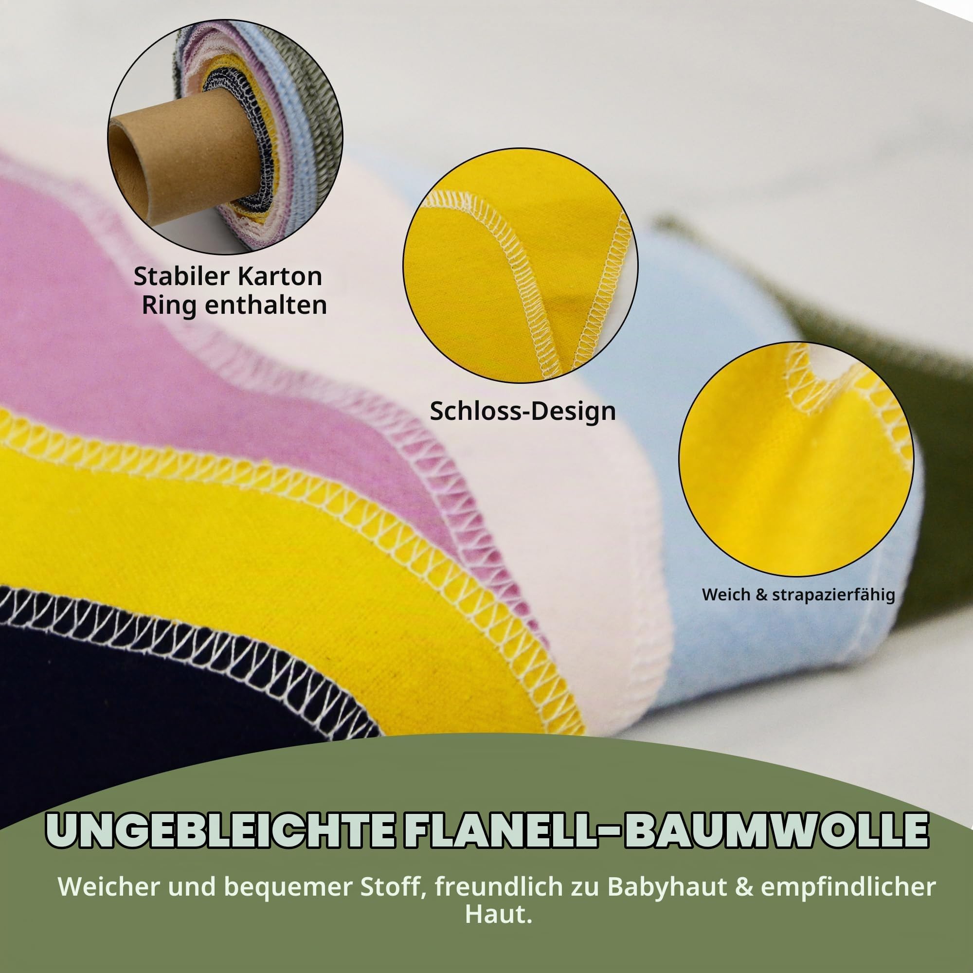 Wiederverwendbares Toilettenpapier, waschbare Rolle - 60 Stück, saugfähige Bidet-Tücher, nachfüllbar, papierlose Handtücher für Wohnmobil, Wohnmobile, kein Abfall, Toilettenpapier Handtücher