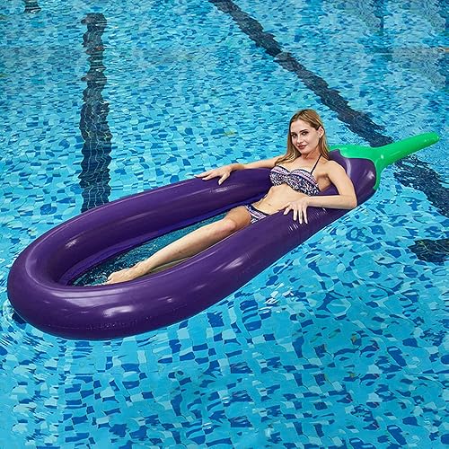 Miniatura 2 de Flotador inflable para piscina, flotador de tumbona de piscina para adultos, flotador de piscina inferior de malla de berenjena, silla flotante de