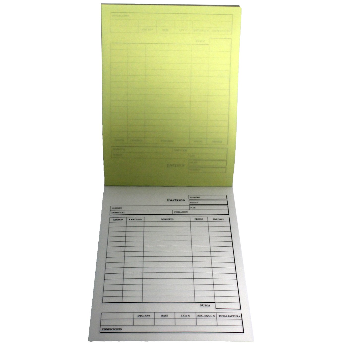 Pack de 12 blocs de facturas A5 de 24 Hojas con autocopiativas 1/2