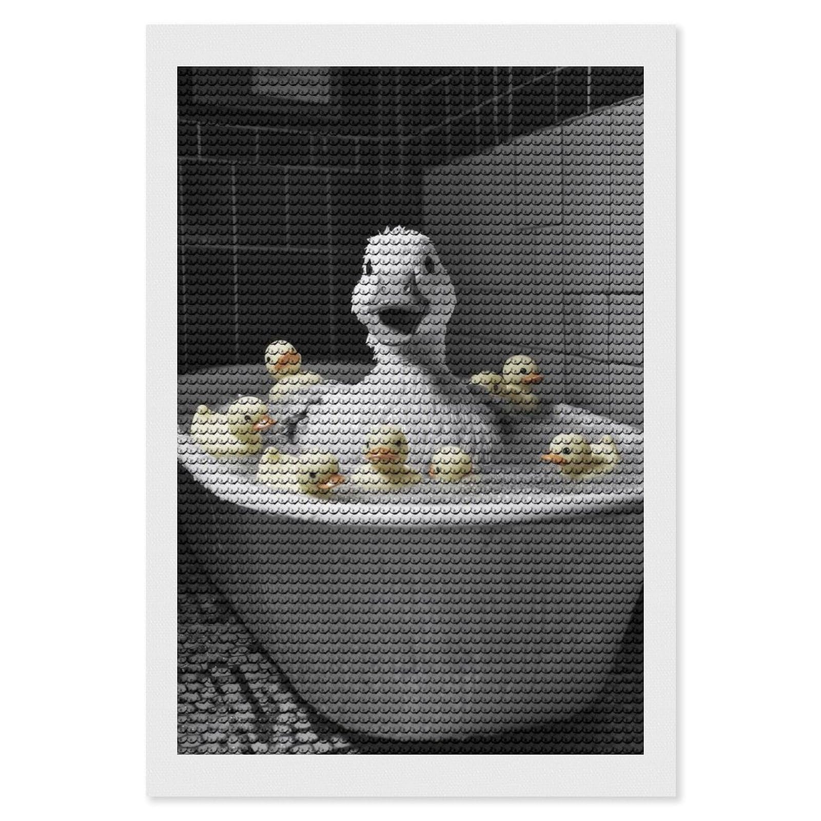 Junmoney Duck Bath Time Diamond Art Canvas 8"x12", Easy Handmade Project, Complete Accessories, Bedroom Decor, Birthday Gift