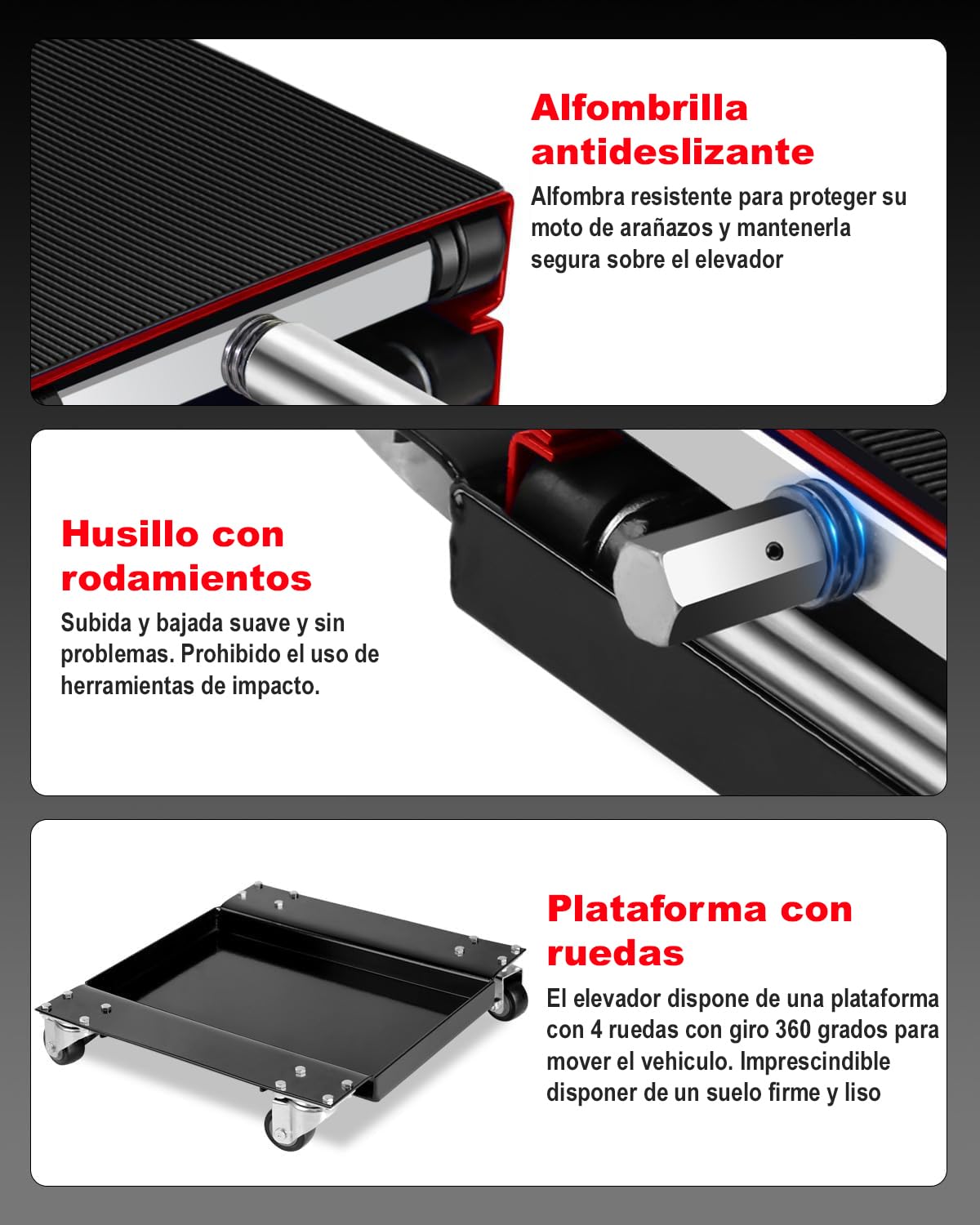 Mini Elevador De Motos De Tijera para Scooter, Motocross, Carretera, Etc. con Ruedas, 500 kg