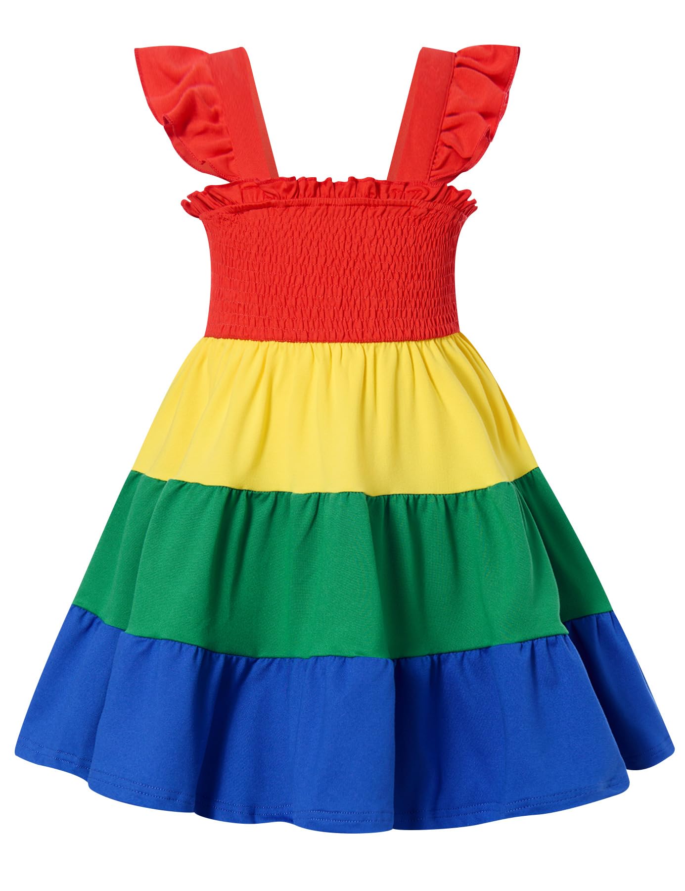 Vieille Toddler Girls Rainbow Dress Summer Ruffle Sleeveless Kids Princess Casual Dress 2-6 Years