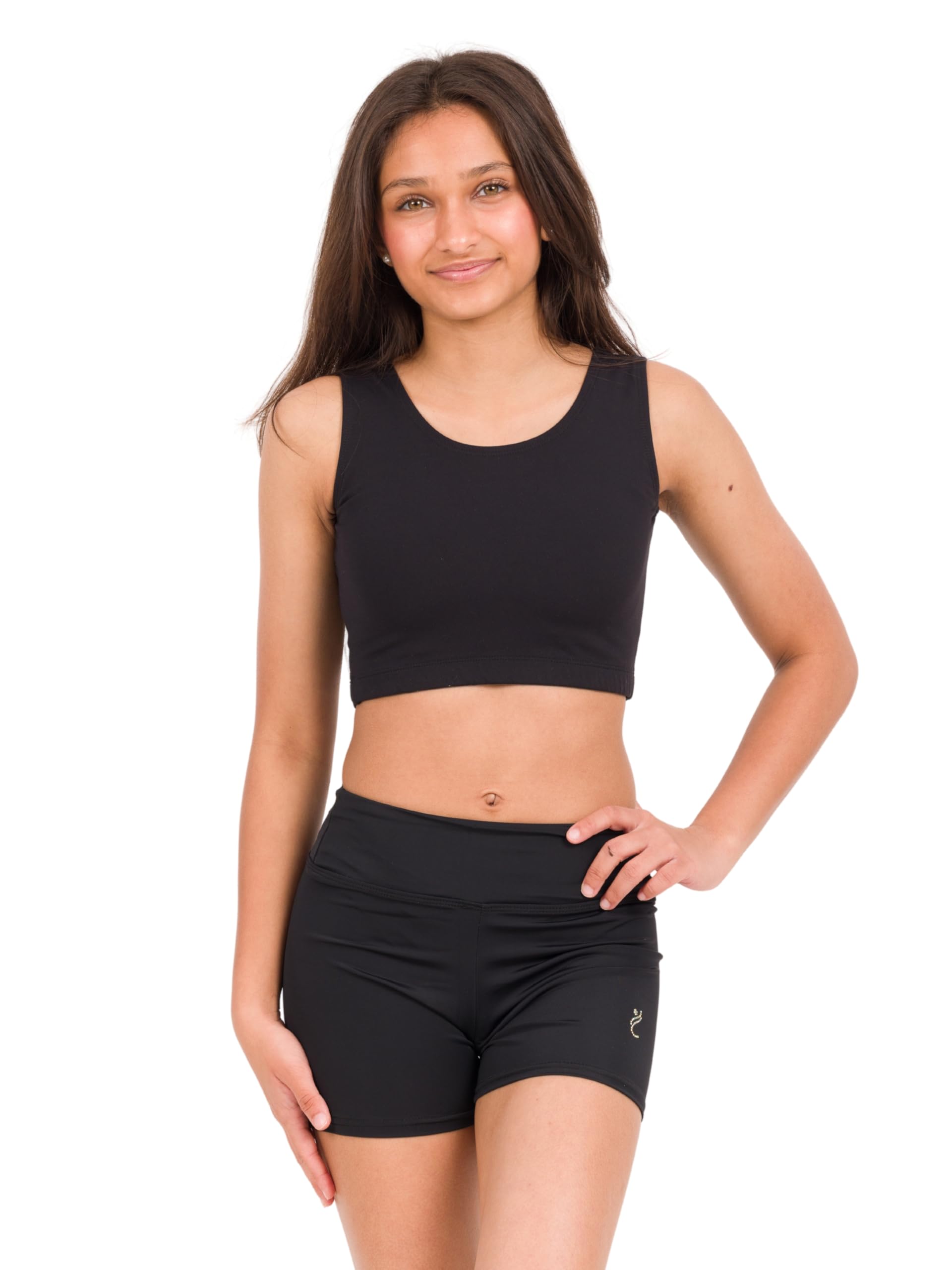IKAANYA Girls or Women Snug Fit Micro Shorts for Gymnastics, Dance, Sports or Fitness (Matt Black, Adult Medium) 4