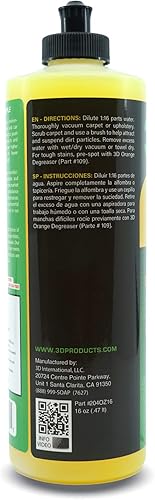 Miniatura 2 de 3D Champú para tapicería y alfombras removedor de manchas de alta espuma y eliminador de olores 16 onzas