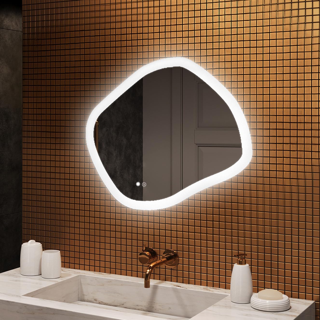 A ARTFORMA Specchio 84x74 cm MCH076X1-SJYA9-84X74, LED, Senza Cornice