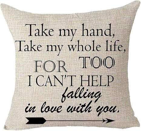 Amazon Com Queen S Designer Take My Hand Take My Whole Life Too I Can T Help Falling In Love You Cotton Linen Decorative Home Office Throw Pillow Case Cushion Cover Square 18x18 Inches B Amazon Com Queen S Designer Take My Hand Take My Whole Life Too I Can T Help Falling In Love You Cotton Linen Decorative Home Office Throw Pillow Case Cushion Cover Square 18x18 Inches B