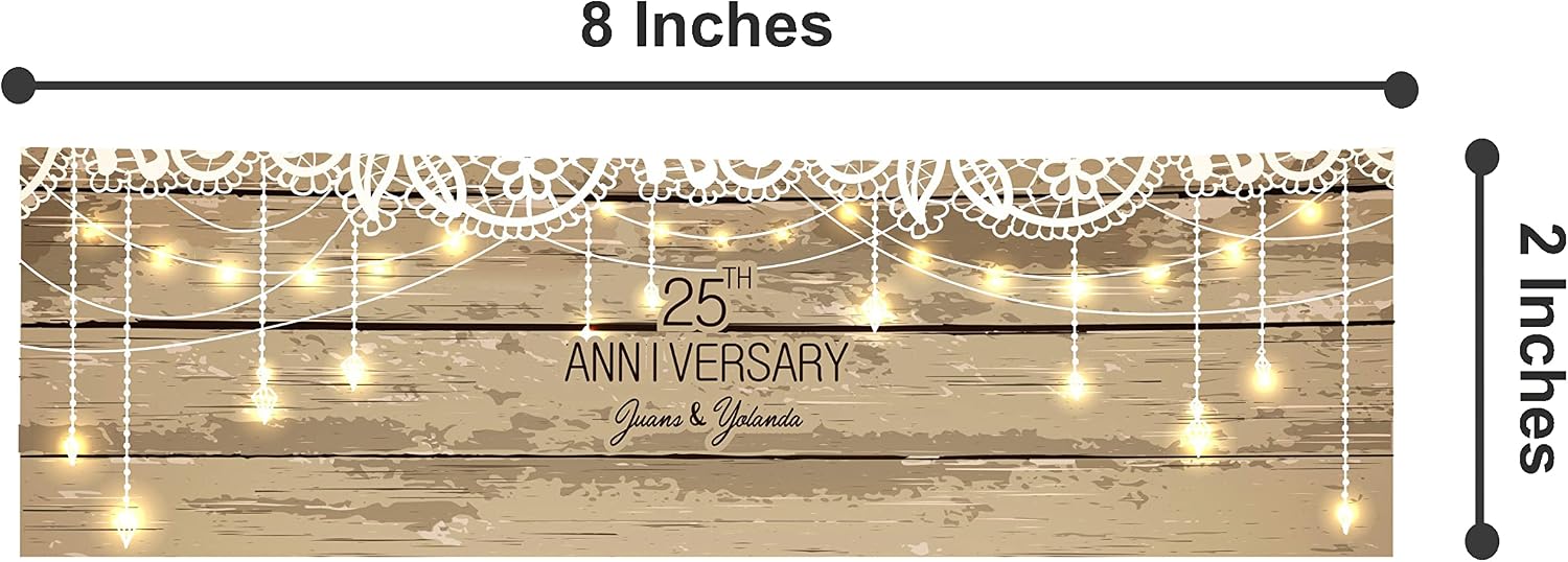 Darling Souvenir Personalized Water Bottle Labels for Anniversary, Rustic Theme Wood Panel Print - Self Adhesive Party Collection Great for Wedding Anniversary, Pack of 32
