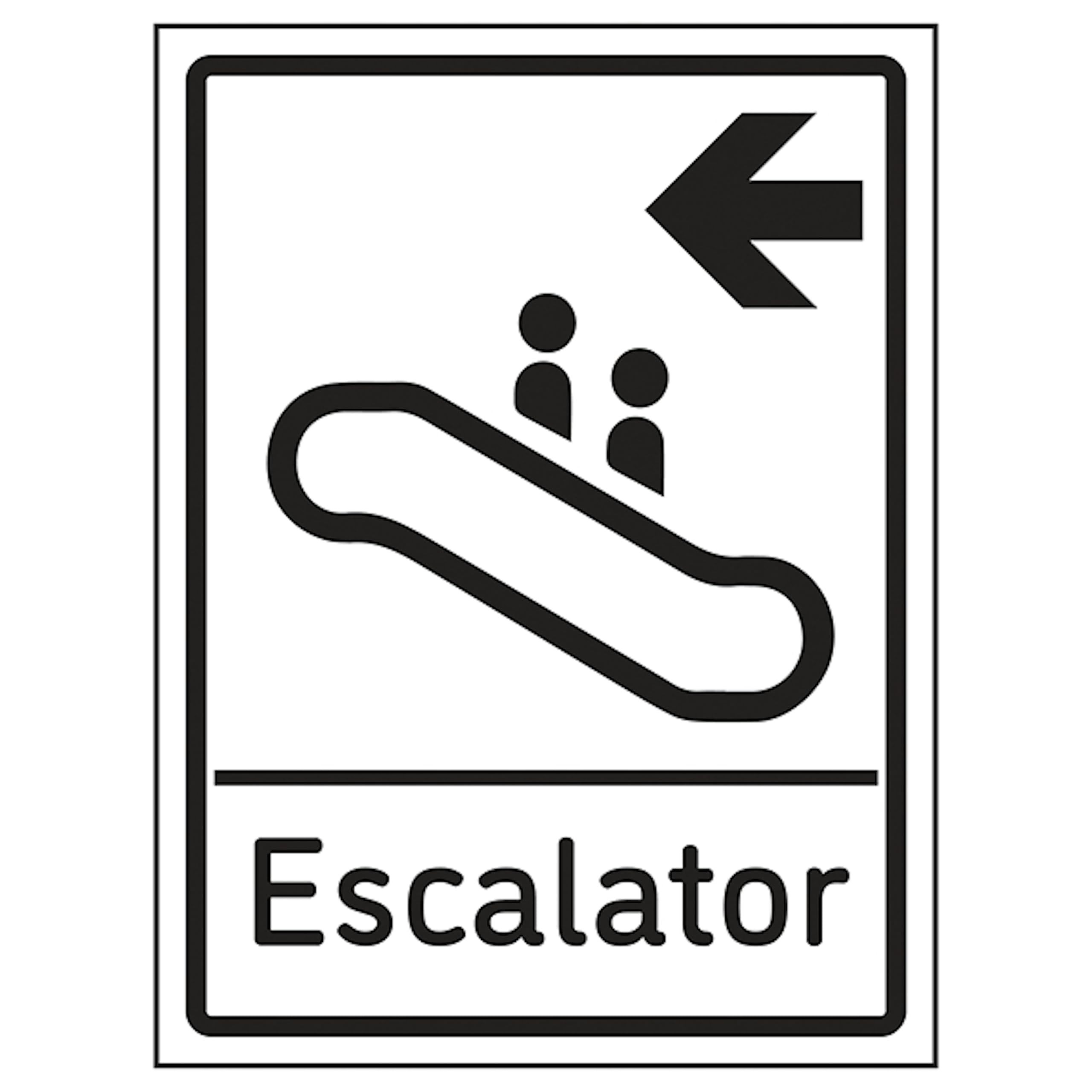 V Safety Escalator Arrow Left 150 x 200mm - 2mm Rigid Plastic Safety Sign
