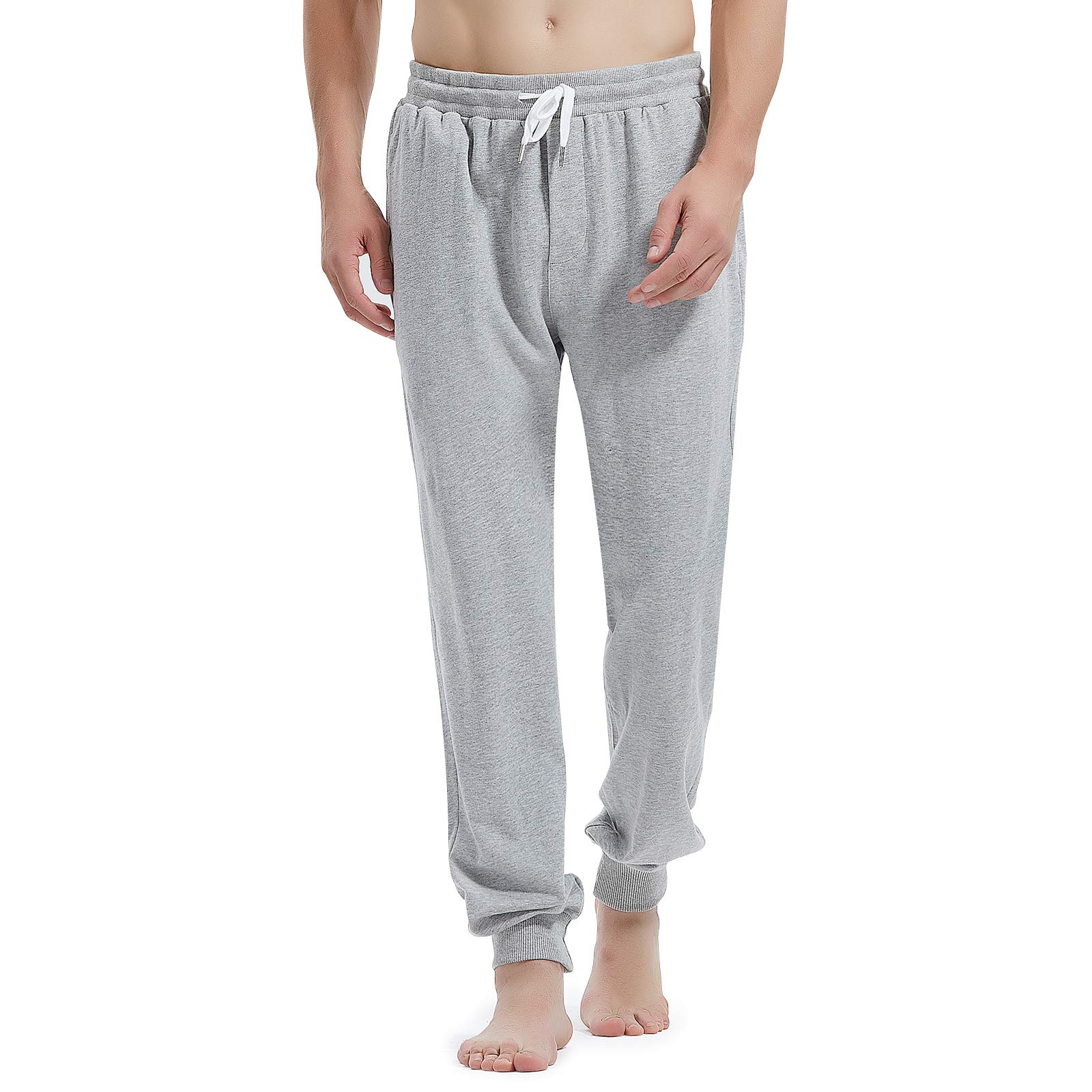 AMY COULEE Mens Casual Joggers Cotton Sweatpants Workout Athletic Pants with Pockets Drawstring Gym Running Pants