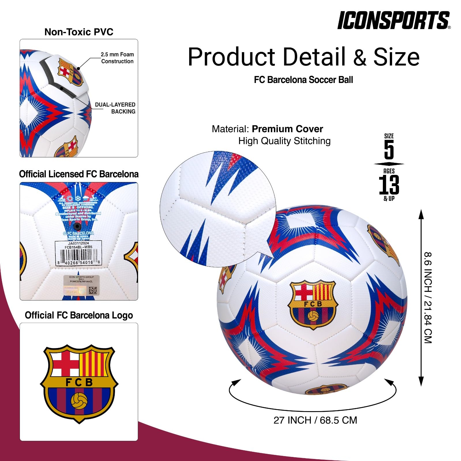 Amazon | Icon Sports FCバルセロナ サッカーボール 公式ライセンス
