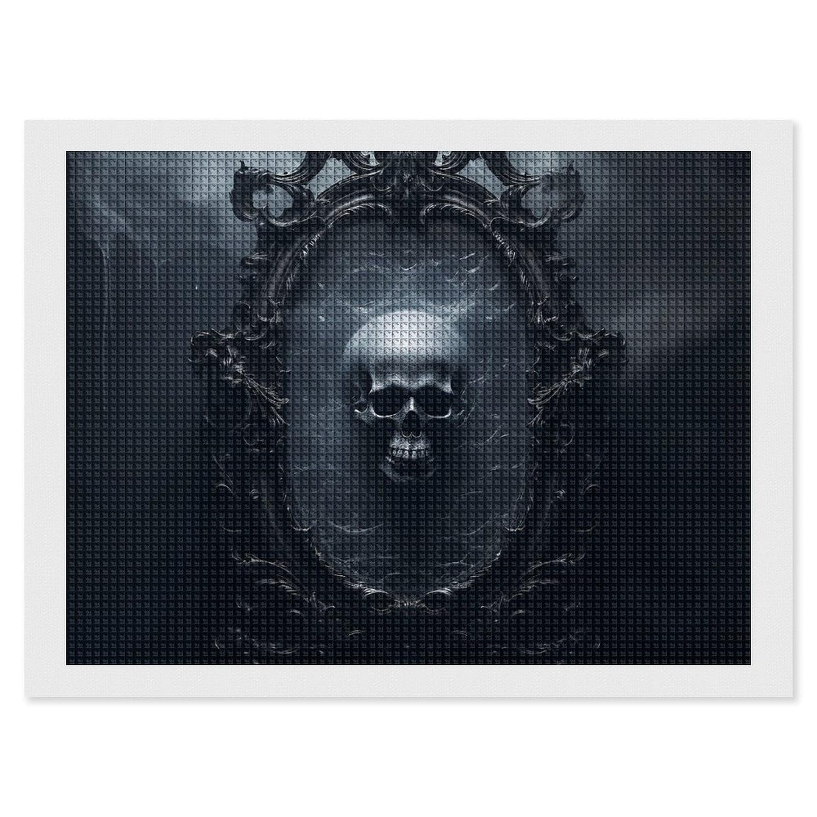 Ghost in Mirror Diamond Art Kits for Adults, DIY 5D Diamonds Painting Kits for Beginner, Round Full Drill Diamond Dots Painting, 12"x16" Diamonds Pictures Gem Art and Crafts Wall Decor
