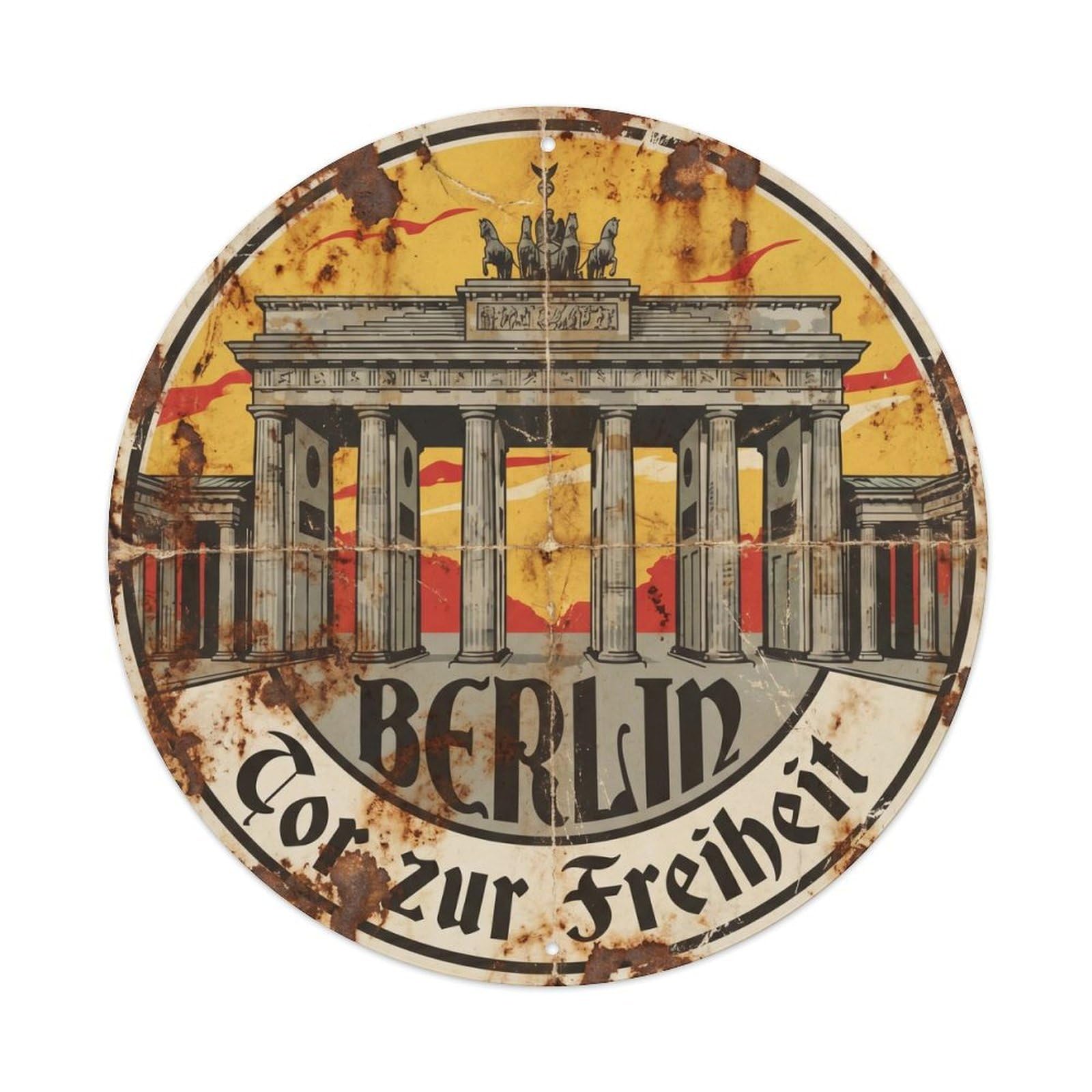 Vintage Travel Berlin Brandenburg Gate Metal Tin Sign Plaque