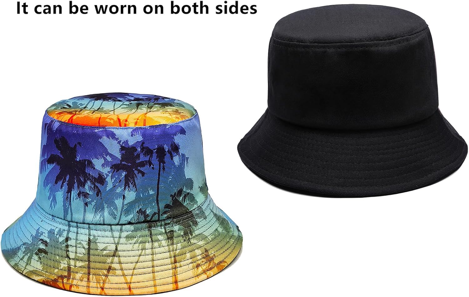 Coconut Tree Print Bucket Hat,Beach Sun Hat Fisherman Hats for Mens Womens - Image 3