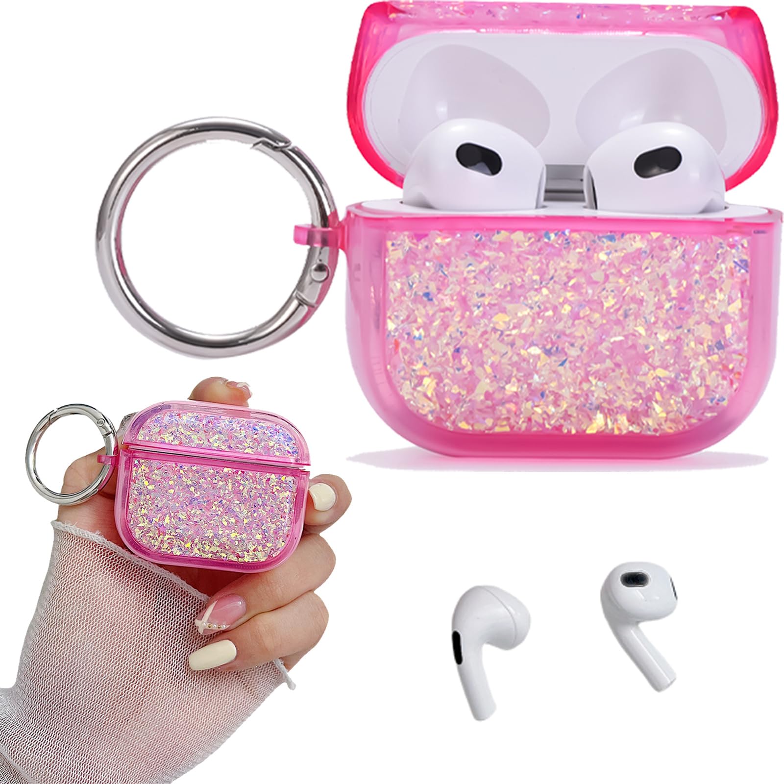 Amazon | Ephoou AirPods Pro 2用 ケース キラキラ キーチェーン付き