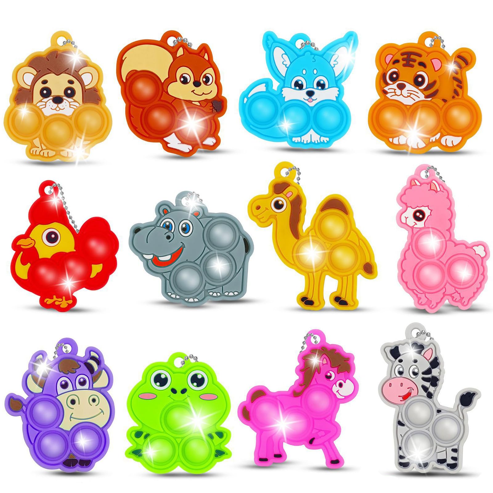 12 PCS Pop Fidget Toys Party Bag Fillers Kids,Bulk Mini Pop Keychain,Pop Party Favours Stocking Fillers Party Bag,Lucky Dip Prizes for Kids Birthday Toy,Classroom Prizes Student Gifts Fillers (zoon)