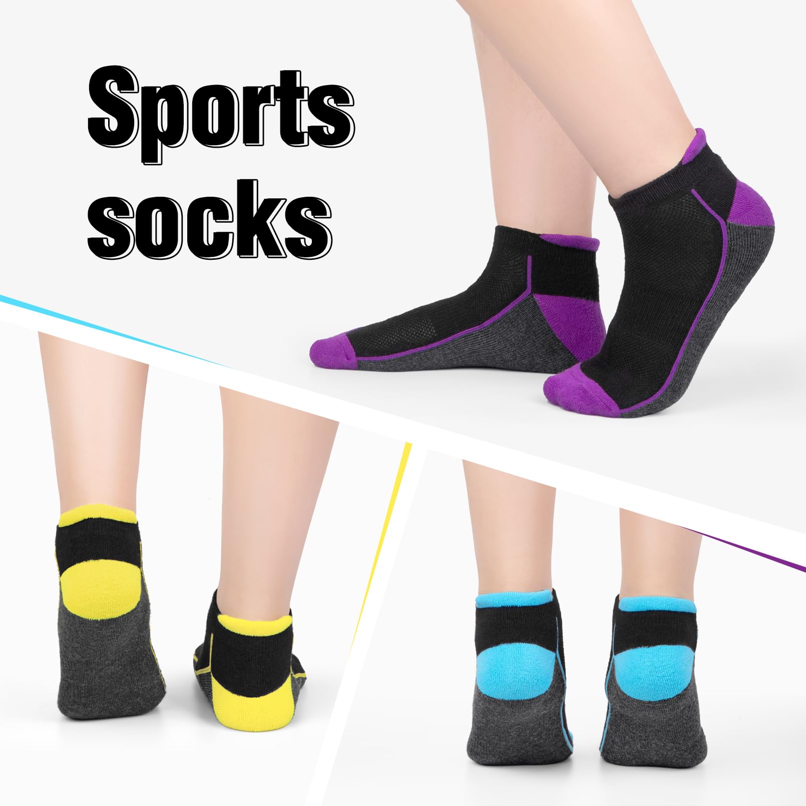 Wostock Calzini Sportivi da Donna 35-40,Calzini da Corsa da Donna 6 Paia,Sportive Calze Alla Caviglia,Multicolore