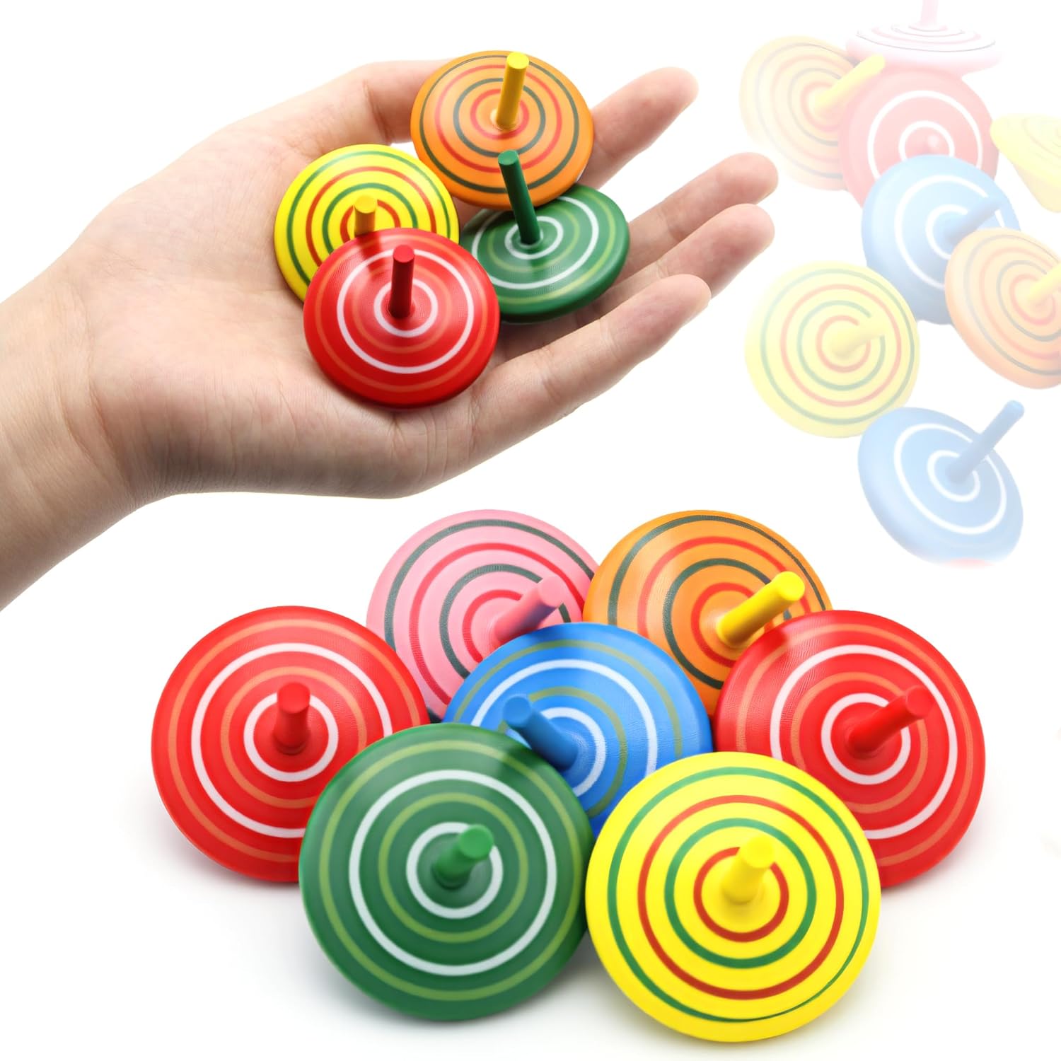 100 Pcs Wooden Spinning Tops for Kids Wood Spin Tops Colorful Classic Gyroscopes Educational Kindergarten Toys Party Favors