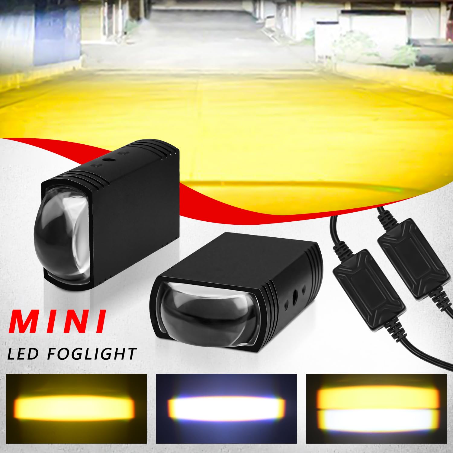 Motorcycle Driving Lights Double Color Lights White/Amber 3 Modes Hi/Lo Beam Sport Front Grille LED Lights with Lens Waterproof for SUV ATV Bike UTV Truck Boat,Pack of 2