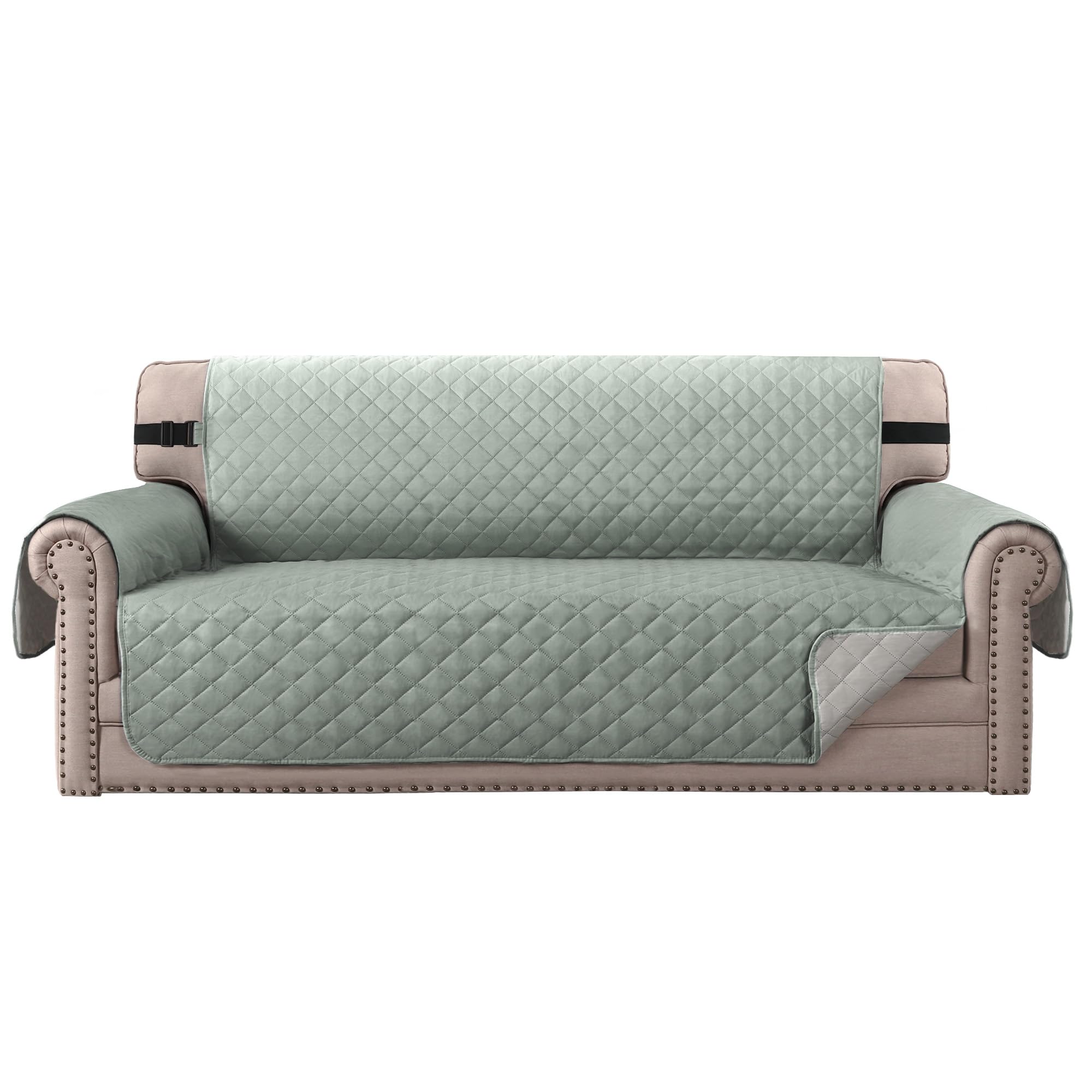 Bellahills Lily Pad/Beige Sofa Covers Water Resistant Sofa Cover 3 Seater Reversible Sofa Slipcovers Furniture Protectors Couch Covers With Non Slip Elastic Straps For Kids Pets (Sofa, )