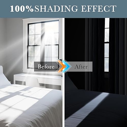 Miniatura 5 de PONY DANCE Cortinas Opacas Azul Marino y Blanco Grisáceo para Dormitorio de 63 Pulgadas de Largo, Oscurecimiento Completo de la Habitación Cortina